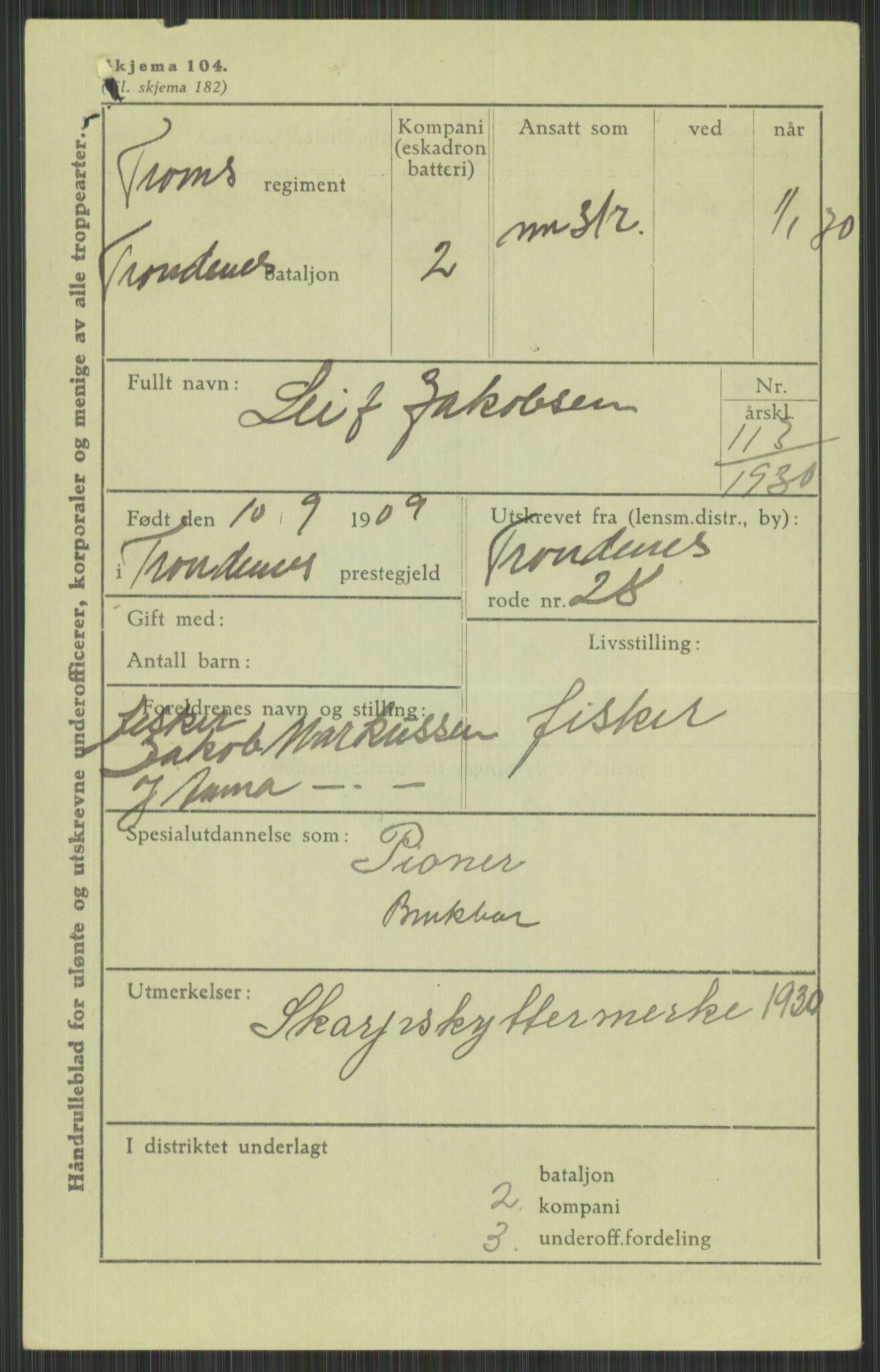 Forsvaret, Troms infanteriregiment nr. 16, AV/RA-RAFA-3146/P/Pa/L0014: Rulleblad for regimentets menige mannskaper, årsklasse 1930, 1930, p. 369