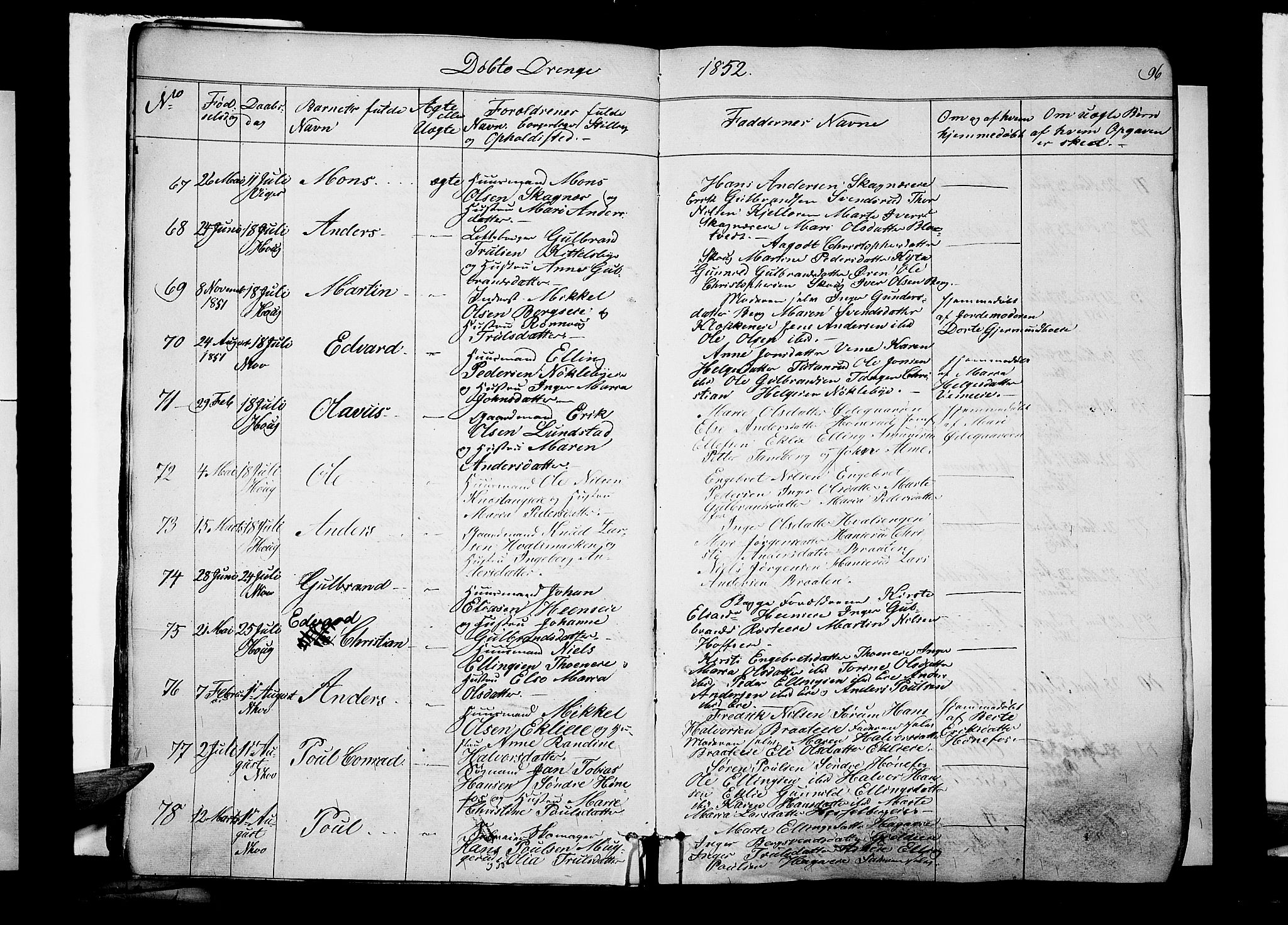 Norderhov kirkebøker, SAKO/A-237/F/Fa/L0011: Parish register (official) no. 11, 1847-1856, p. 96