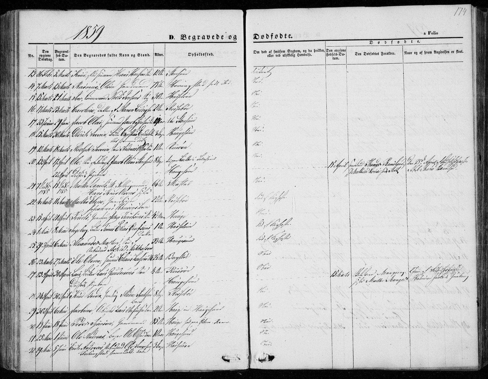 Torvastad sokneprestkontor, AV/SAST-A -101857/H/Ha/Haa/L0011: Parish register (official) no. A 11, 1857-1866, p. 174