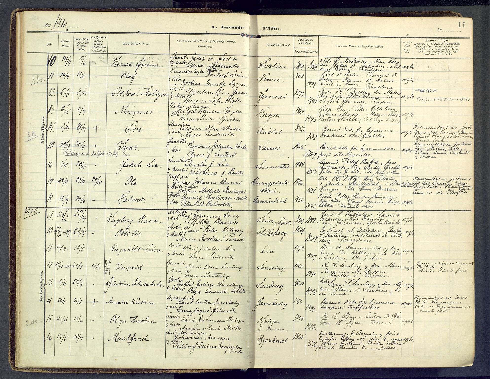 Sandsvær kirkebøker, AV/SAKO-A-244/F/Fb/L0002: Parish register (official) no. II 2, 1906-1956, p. 17