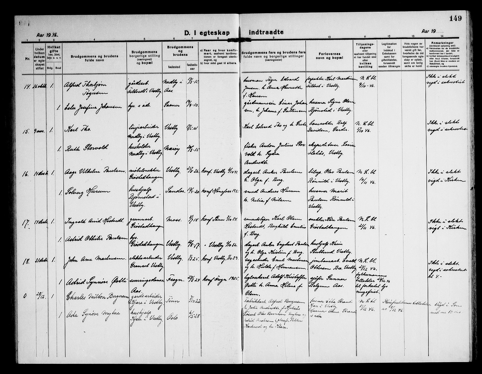 Vestby prestekontor Kirkebøker, AV/SAO-A-10893/G/Ga/L0003: Parish register (copy) no. I 3, 1917-1947, p. 149