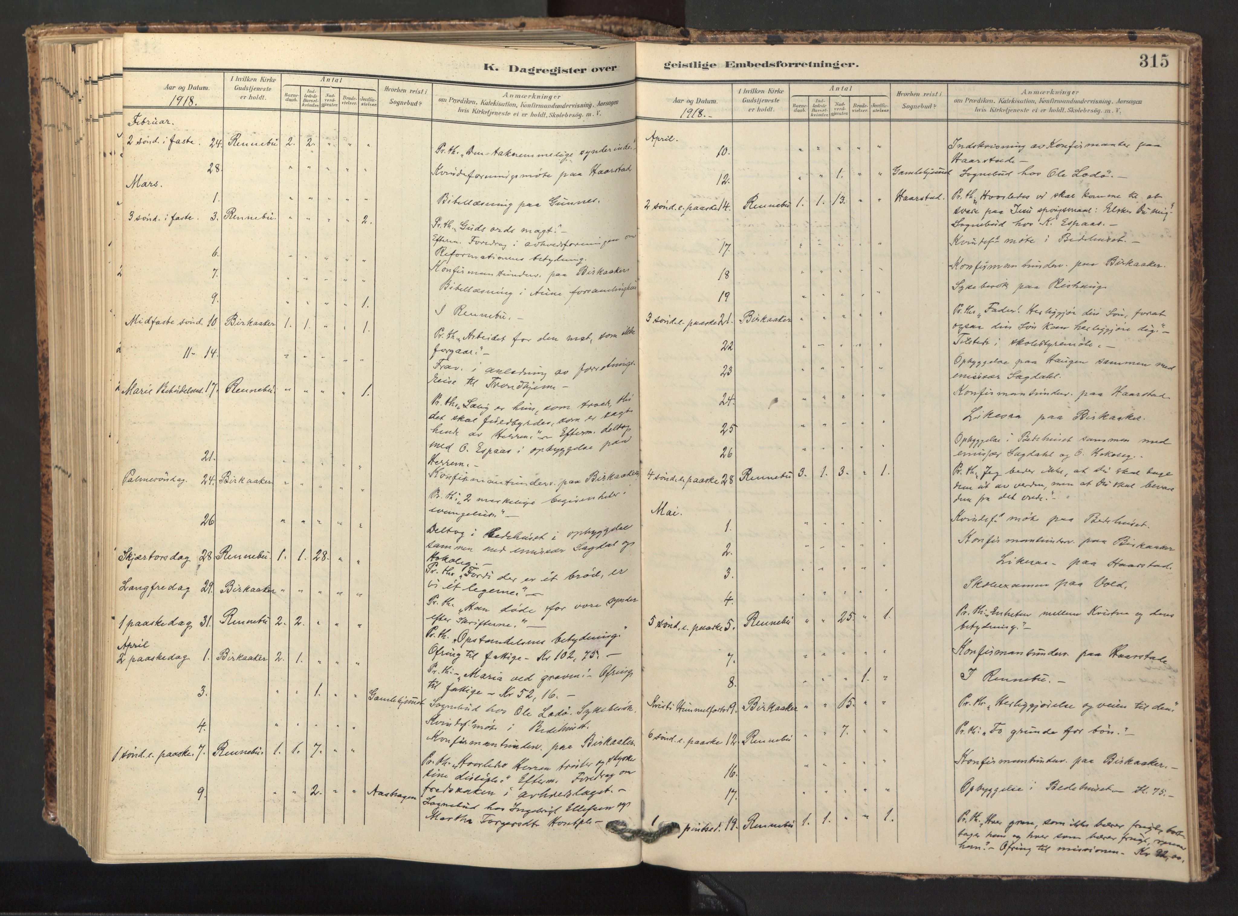 Ministerialprotokoller, klokkerbøker og fødselsregistre - Sør-Trøndelag, SAT/A-1456/674/L0873: Parish register (official) no. 674A05, 1908-1923, p. 315