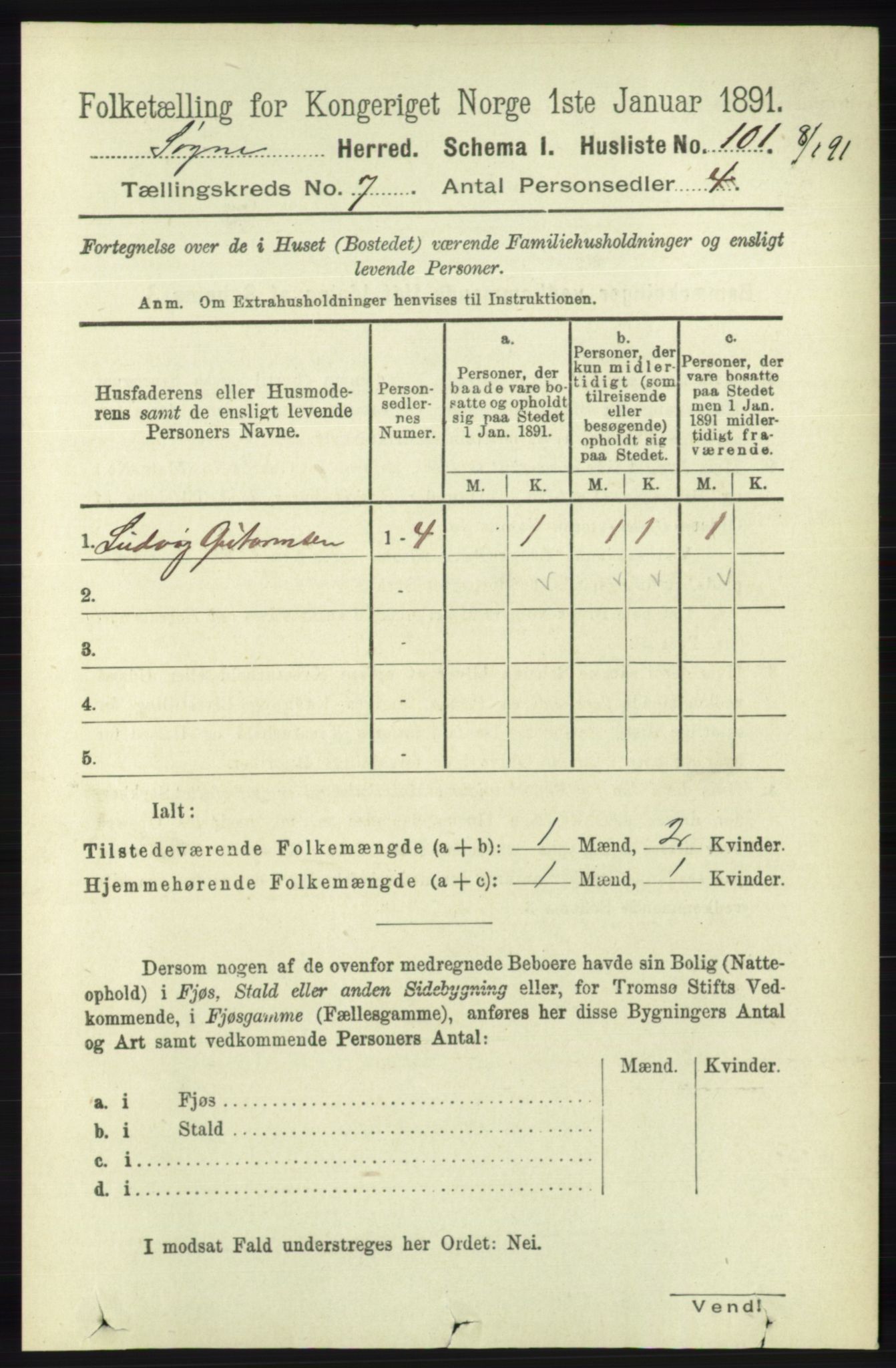 RA, 1891 census for 1018 Søgne, 1891, p. 1524