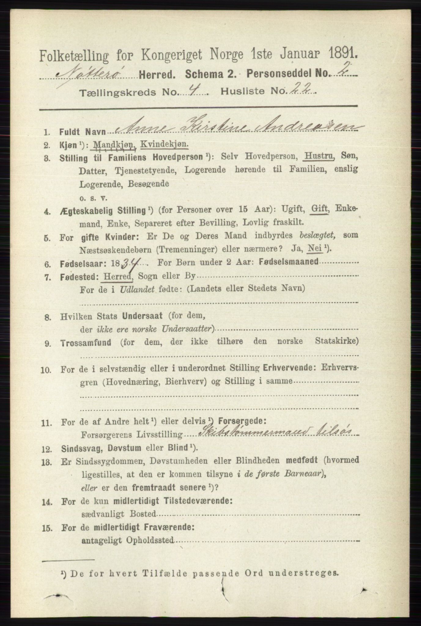 RA, 1891 census for 0722 Nøtterøy, 1891, p. 2155