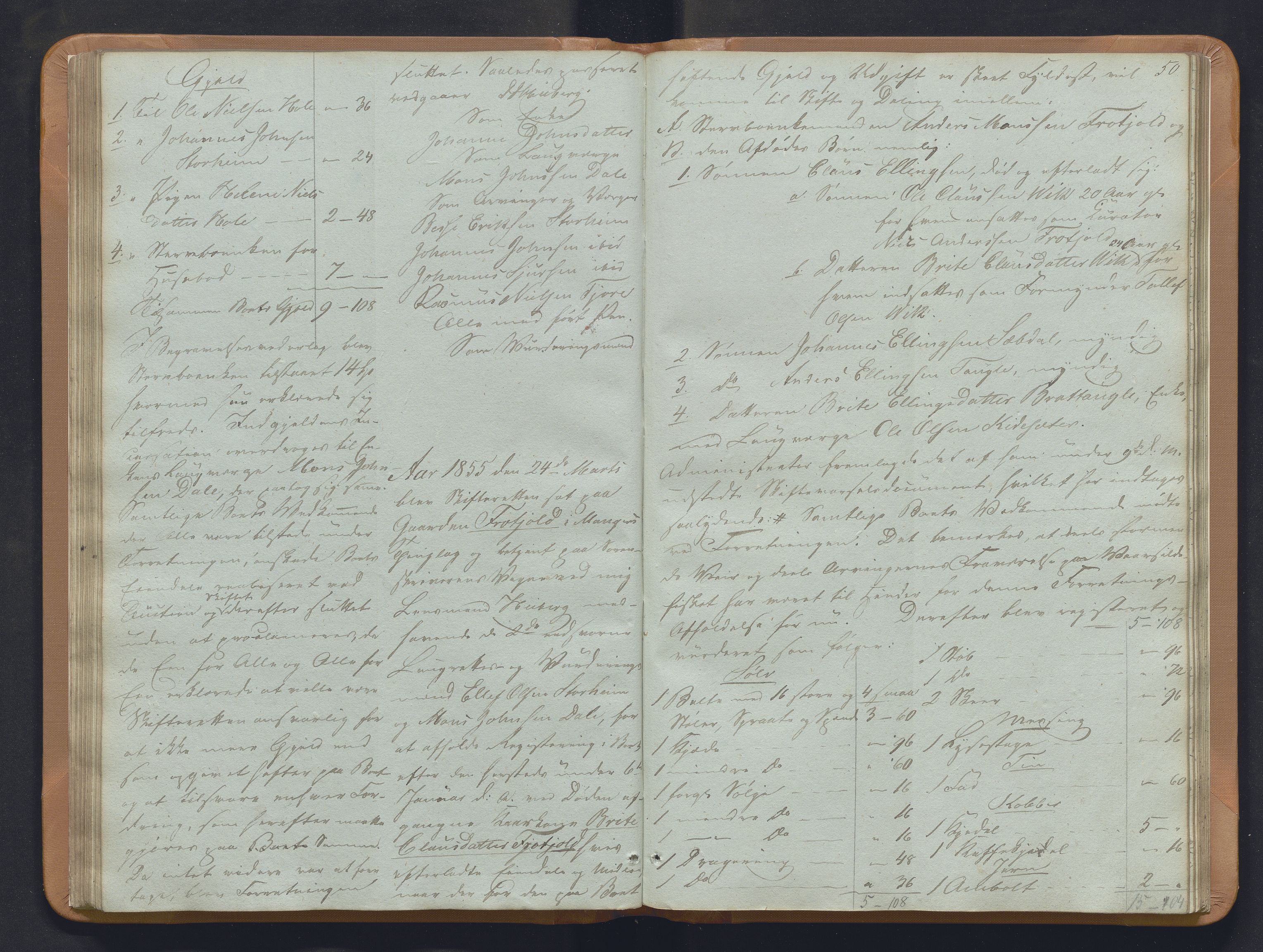 Nordhordland sorenskrivar, SAB/A-2901/1/H/Hb/L0018: Registreringsprotokollar, 1853-1856, p. 50