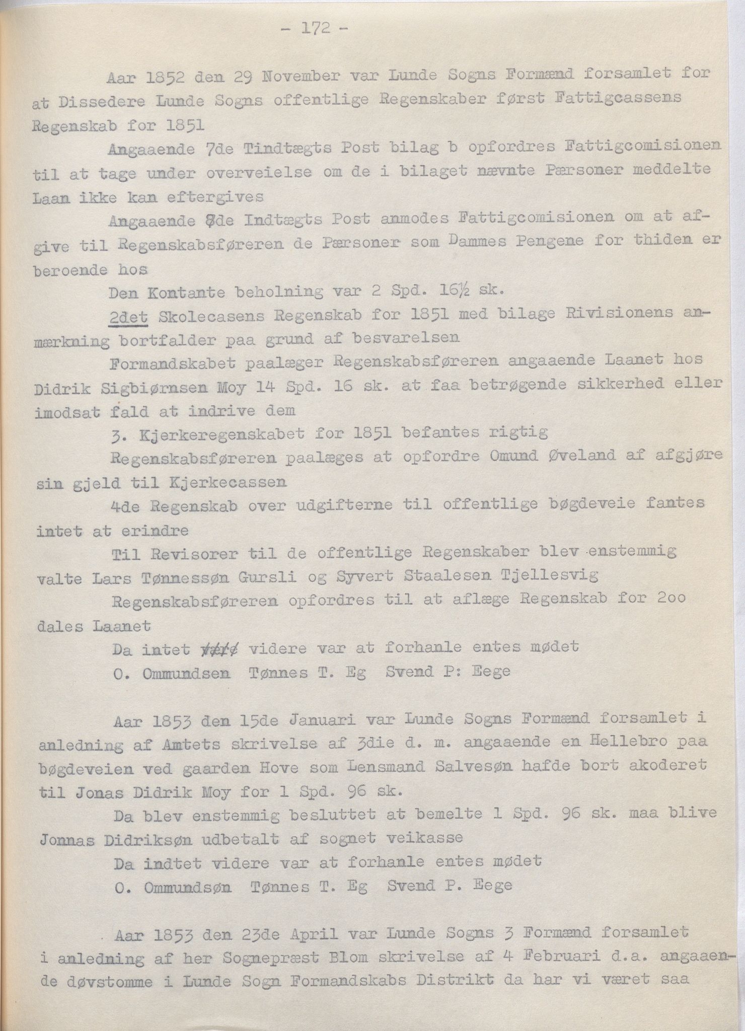 Lund kommune - Formannskapet/Formannskapskontoret, IKAR/K-101761/A/Aa/Aaa/L0002: Forhandlingsprotokoll, 1837-1865, p. 172