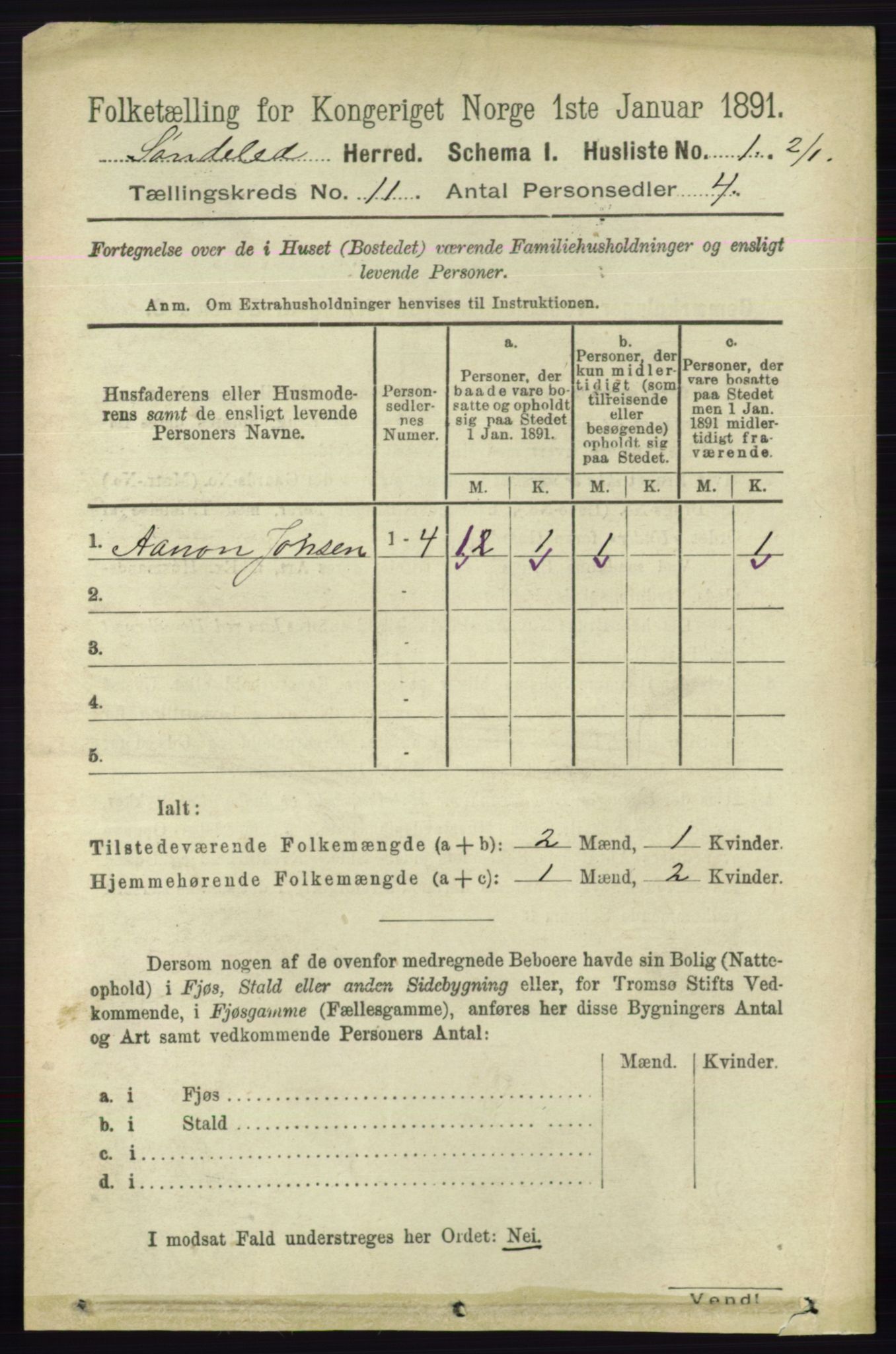 RA, 1891 census for 0913 Søndeled, 1891, p. 3235