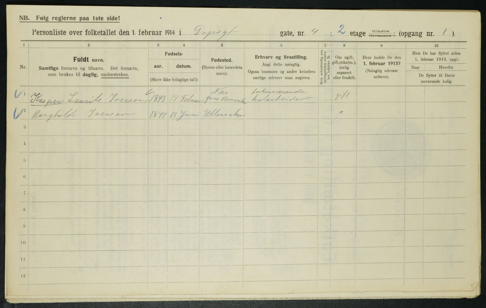 OBA, Municipal Census 1914 for Kristiania, 1914, p. 16032