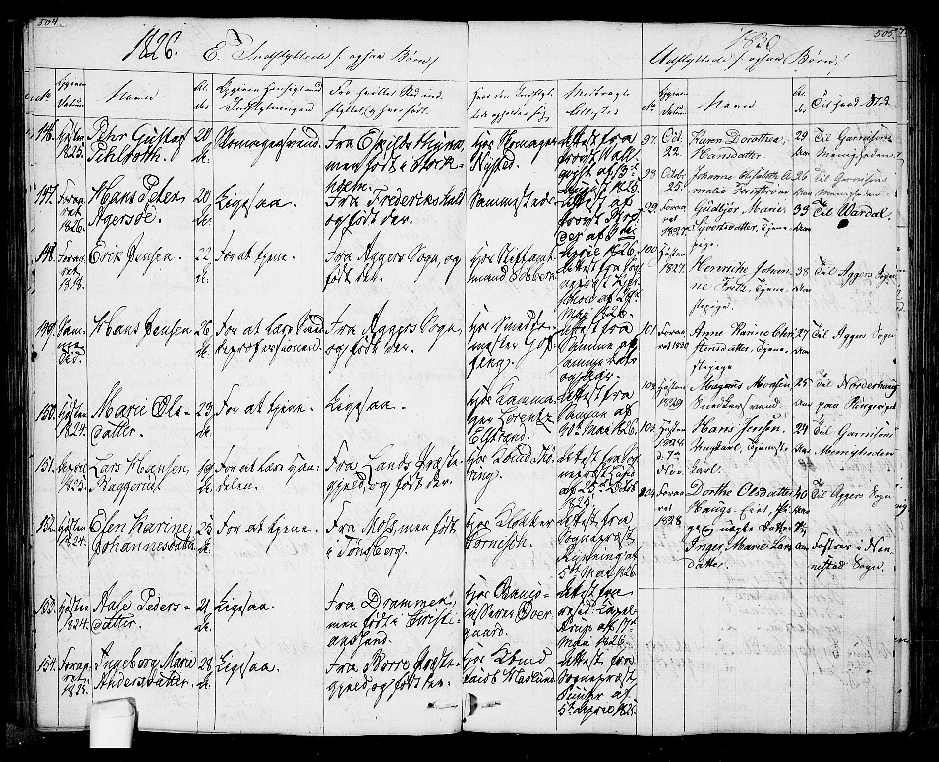 Oslo domkirke Kirkebøker, SAO/A-10752/F/Fa/L0022: Parish register (official) no. 22, 1824-1829, p. 504-505