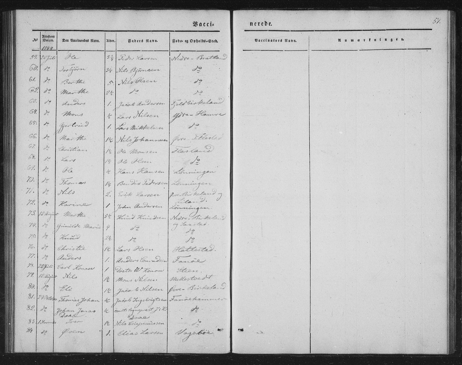 Fana Sokneprestembete, AV/SAB-A-75101/H/Haa/Haaa/L0009: Parish register (official) no. A 9, 1849-1850, p. 57