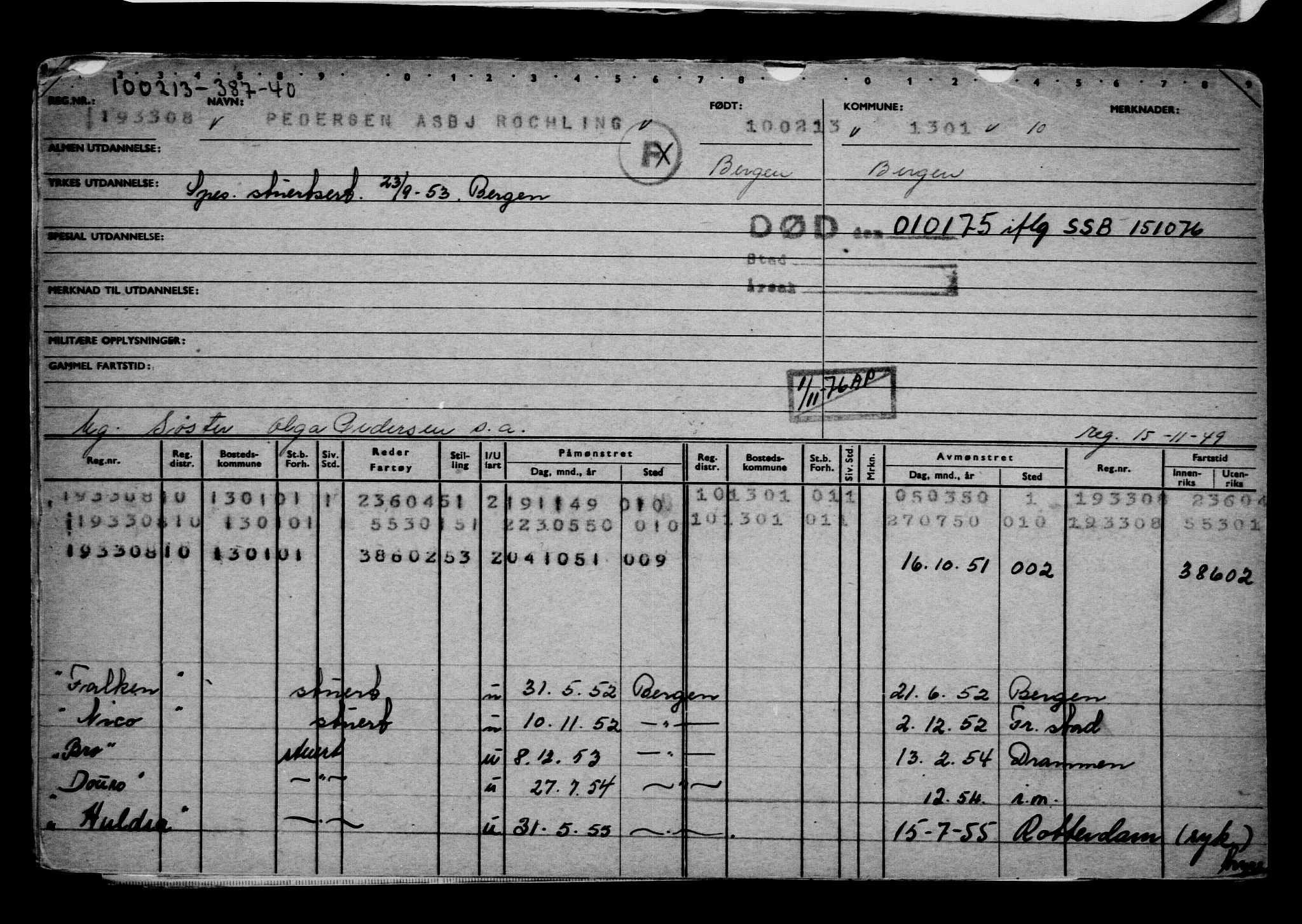 Direktoratet for sjømenn, AV/RA-S-3545/G/Gb/L0110: Hovedkort, 1913, p. 463