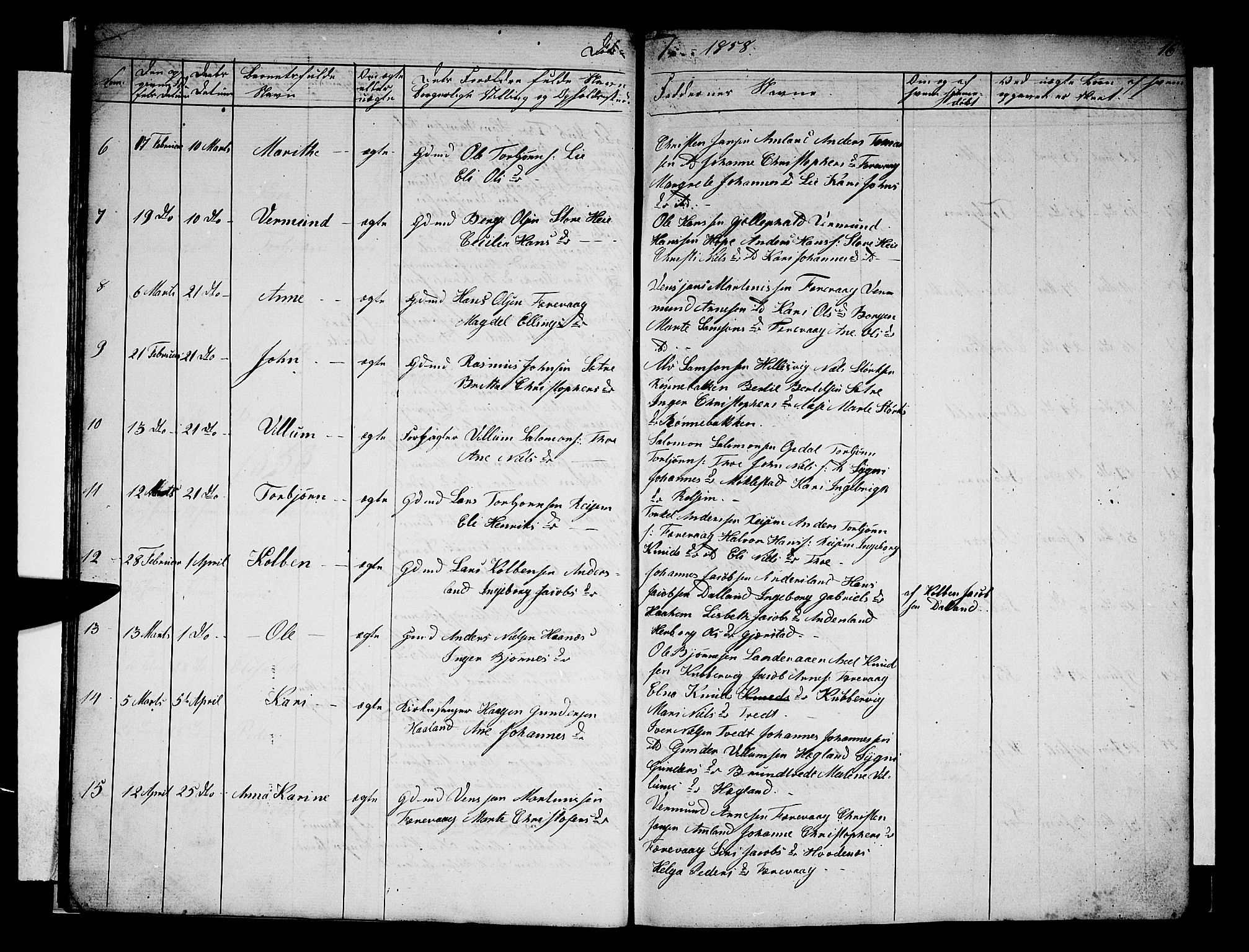 Tysnes sokneprestembete, AV/SAB-A-78601/H/Hab: Parish register (copy) no. E 1, 1855-1874, p. 16