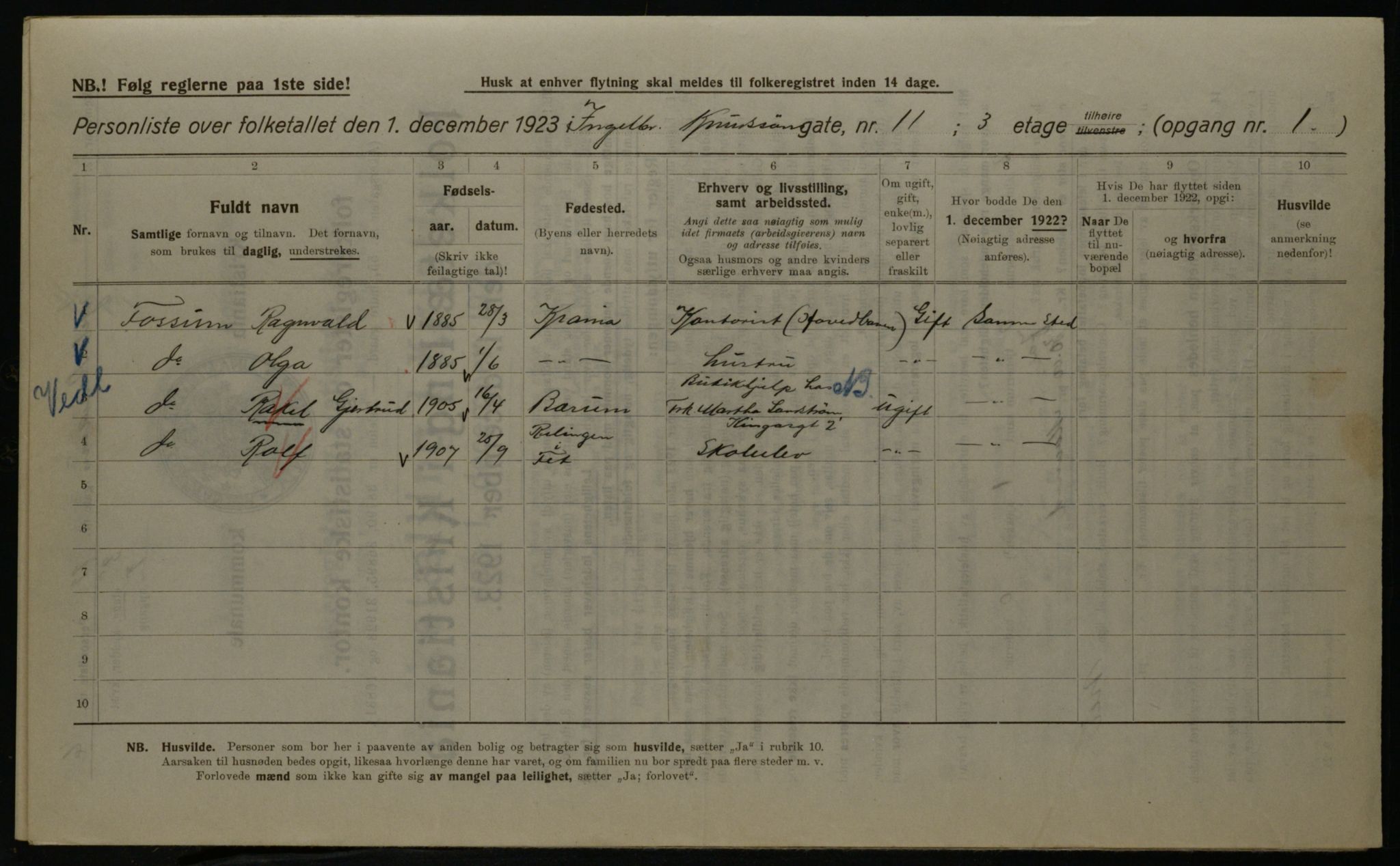 OBA, Municipal Census 1923 for Kristiania, 1923, p. 49059