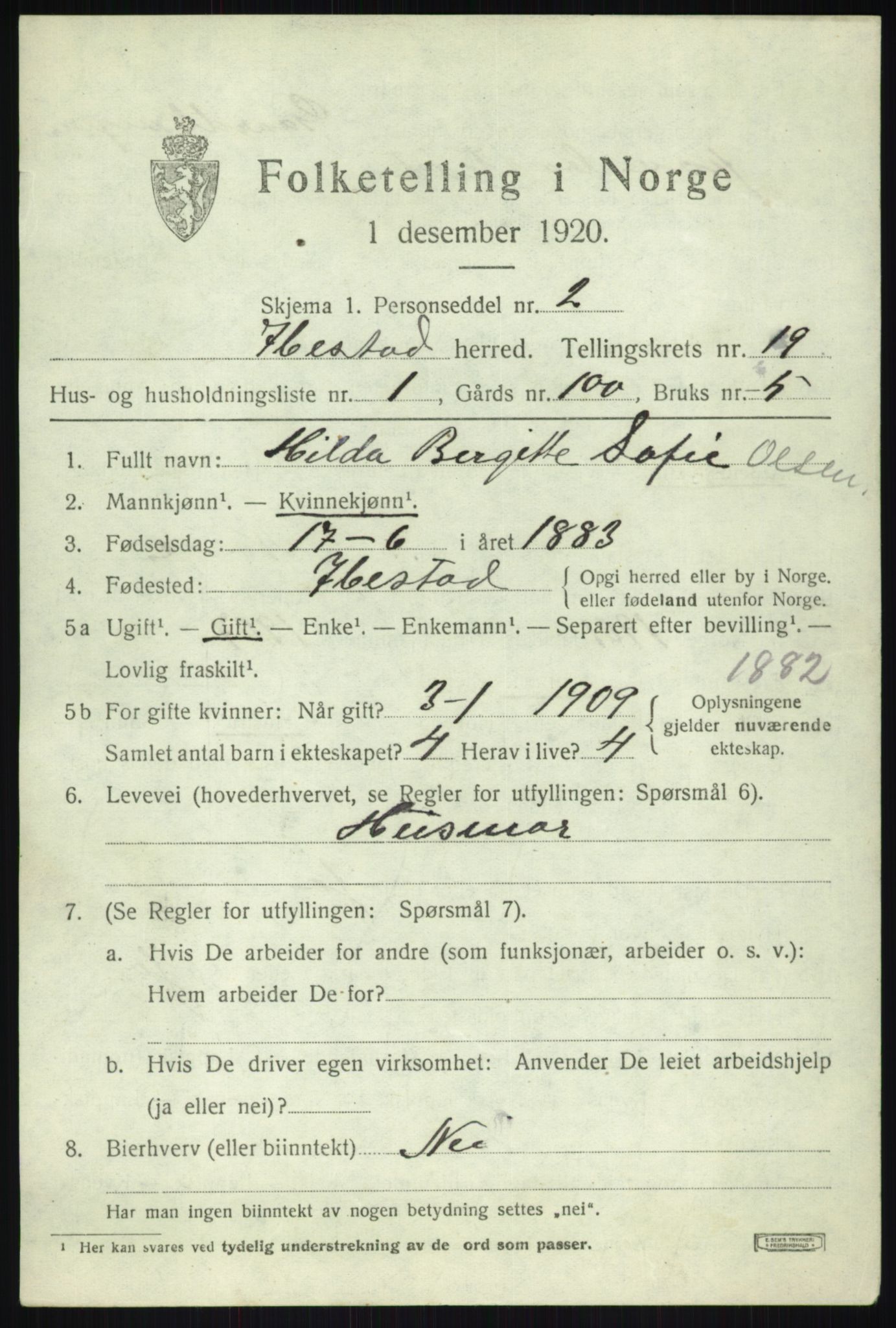 SATØ, 1920 census for Ibestad, 1920, p. 10664