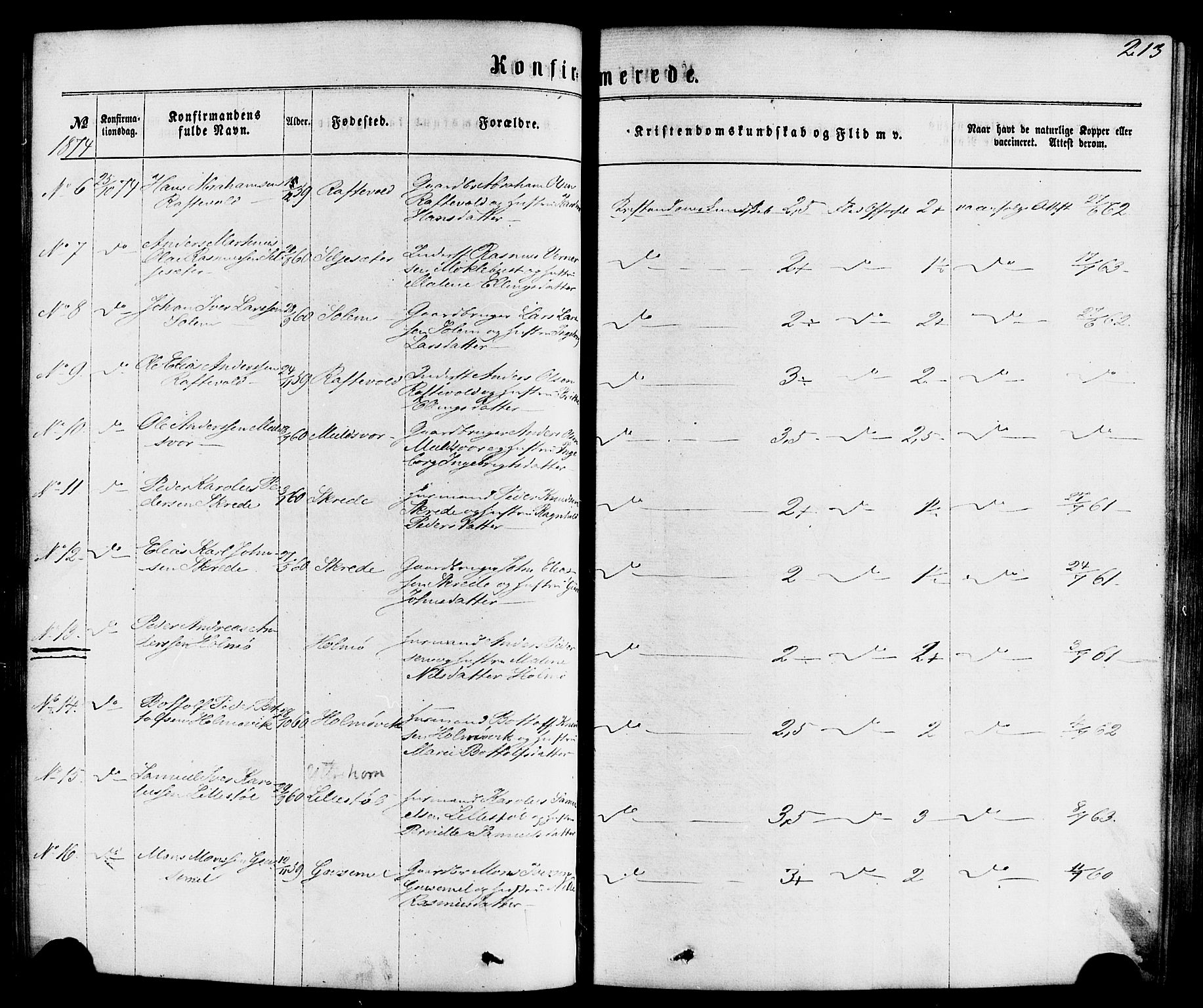 Hornindal sokneprestembete, AV/SAB-A-82401/H/Haa/Haaa/L0002: Parish register (official) no. A 2, 1867-1884, p. 213