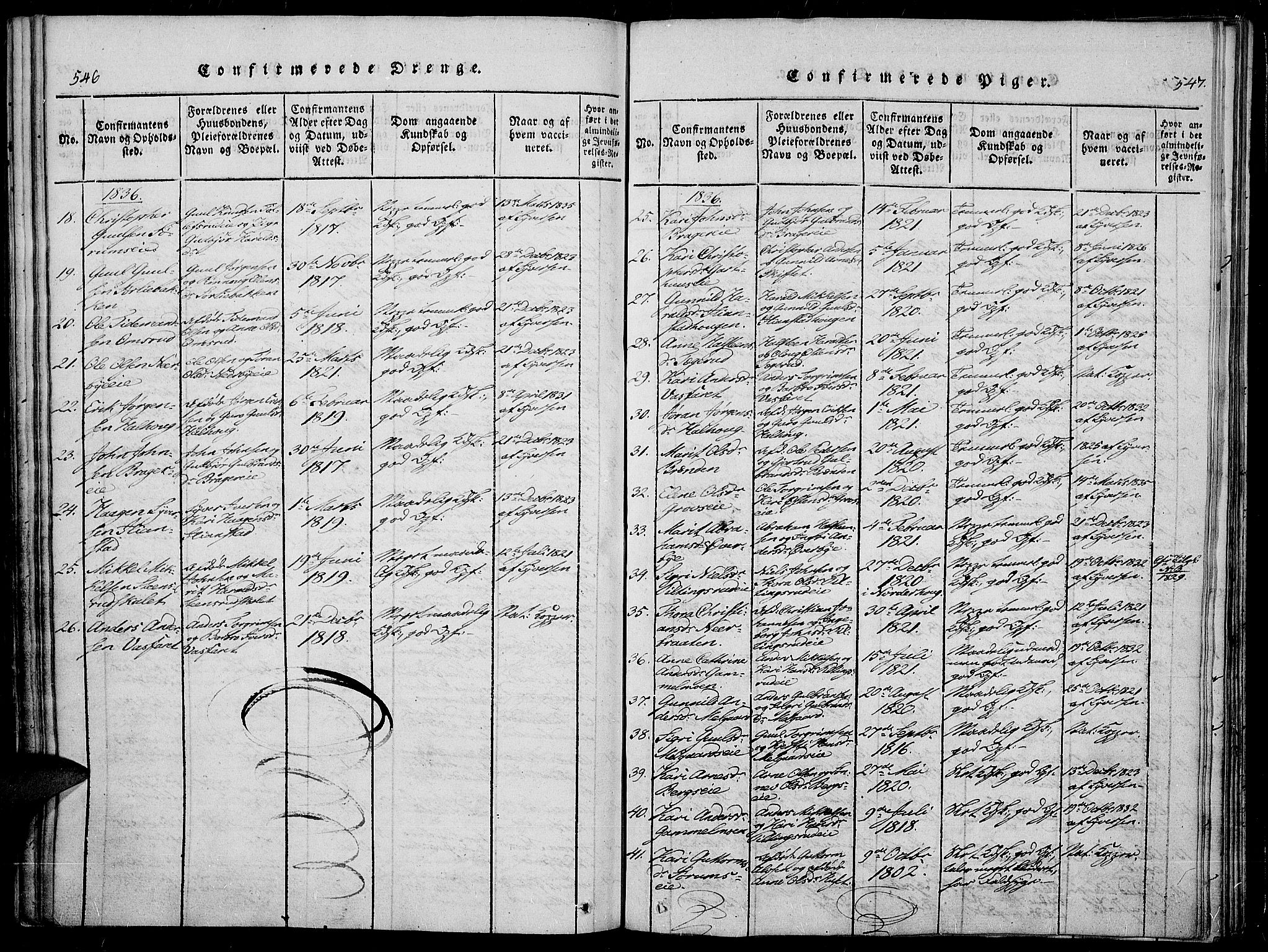 Sør-Aurdal prestekontor, SAH/PREST-128/H/Ha/Haa/L0003: Parish register (official) no. 3, 1825-1840, p. 546-547