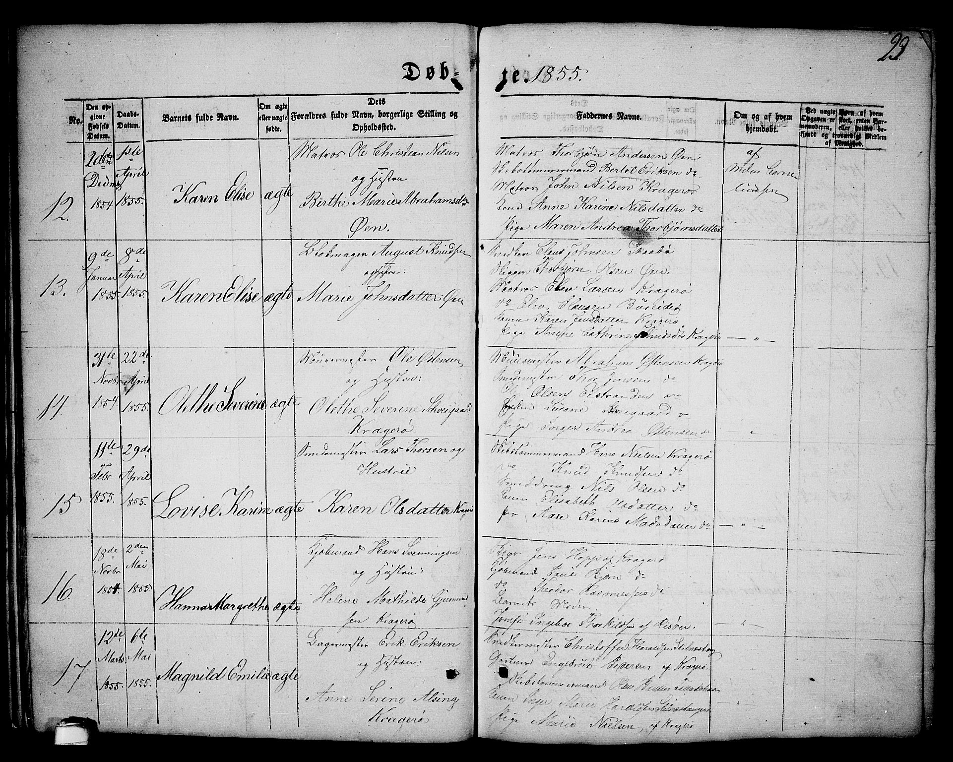 Kragerø kirkebøker, SAKO/A-278/G/Ga/L0004: Parish register (copy) no. 4, 1853-1865, p. 23