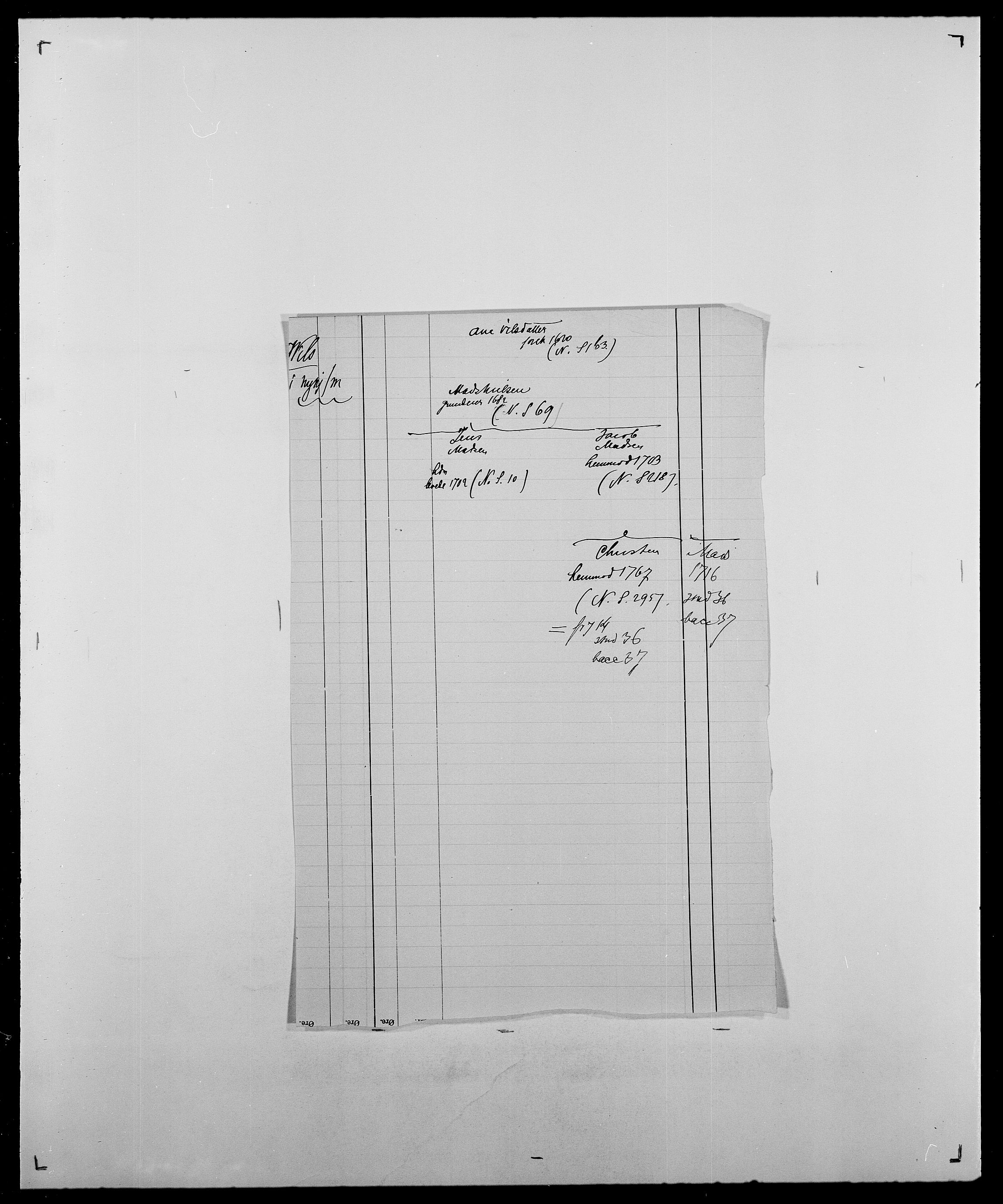Delgobe, Charles Antoine - samling, AV/SAO-PAO-0038/D/Da/L0042: Vilain - Wulf, Wulff, se også Wolf, p. 111