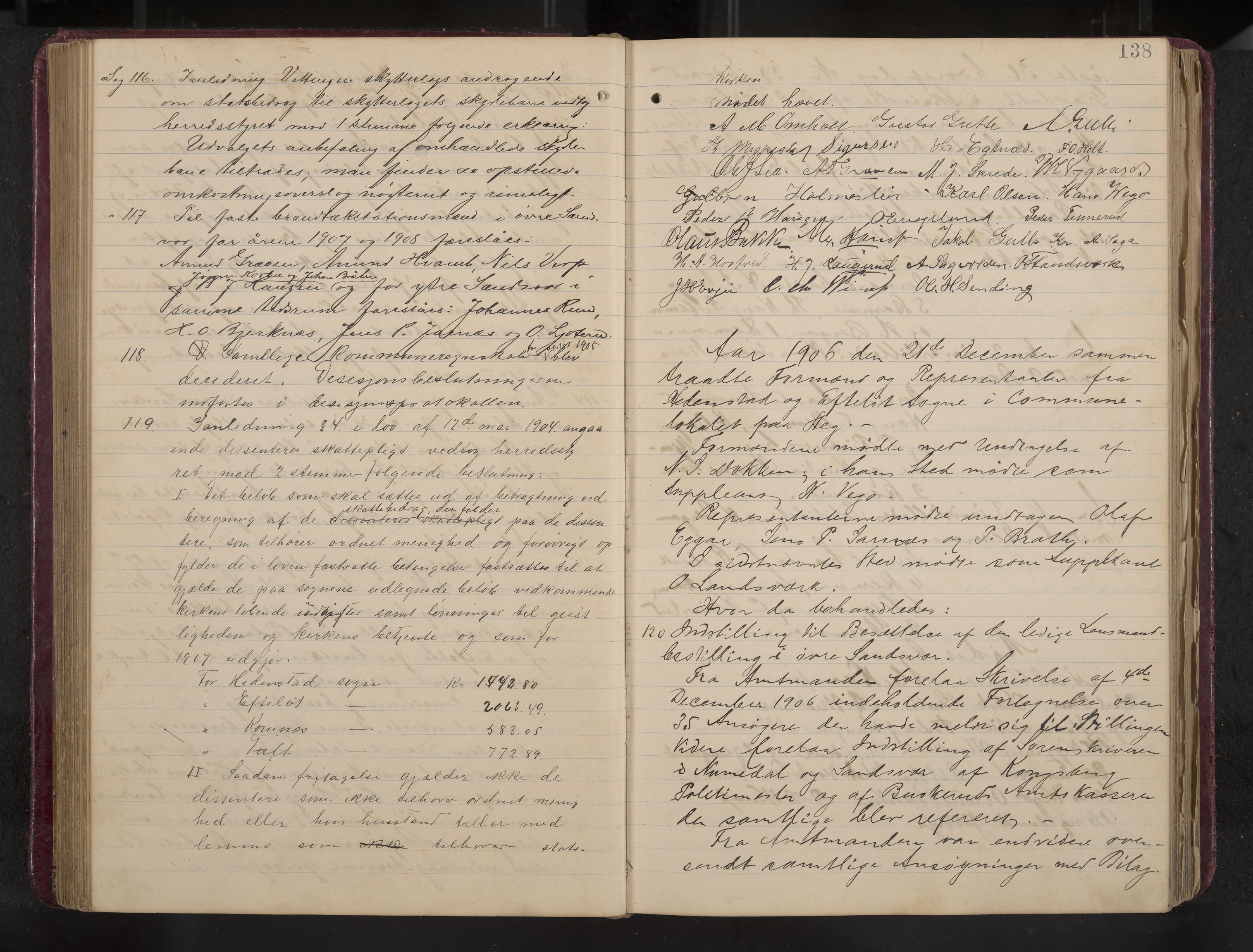 Ytre Sandsvær formannskap og sentraladministrasjon, IKAK/0629021/A/Aa/L0001: Møtebok med register, 1902-1919, p. 138