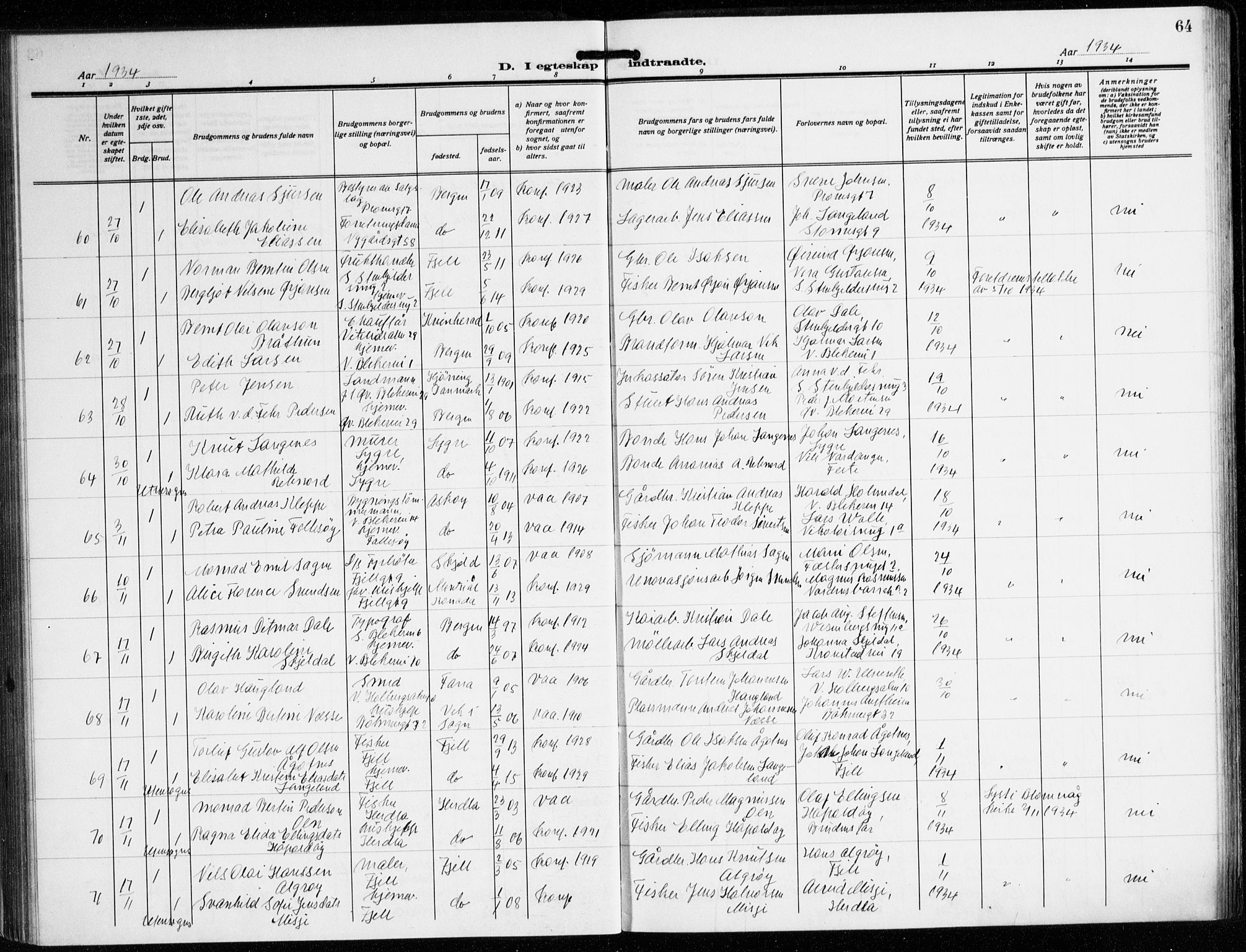 Korskirken sokneprestembete, AV/SAB-A-76101/H/Hab: Parish register (copy) no. D 5, 1926-1944, p. 64