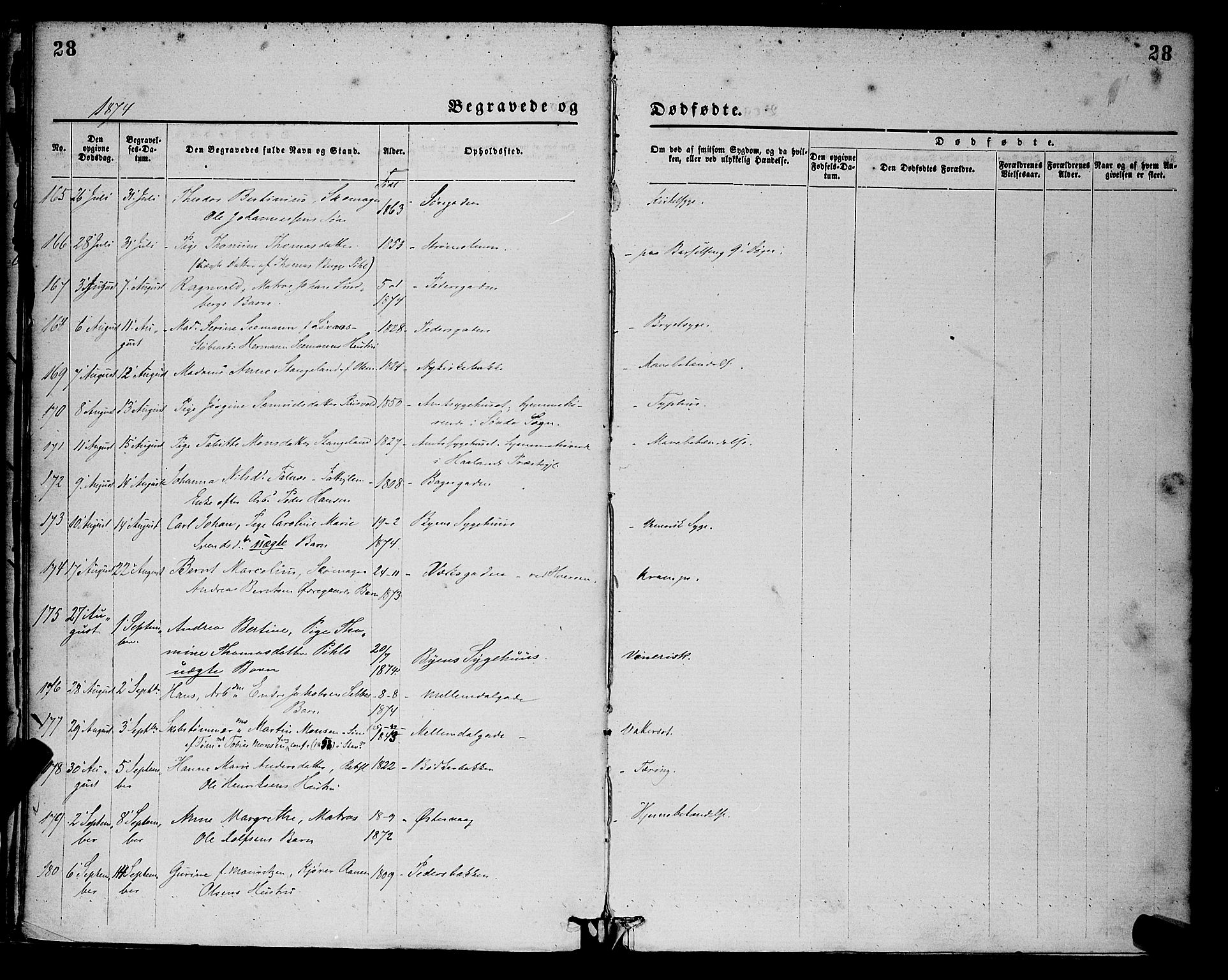 St. Petri sokneprestkontor, AV/SAST-A-101813/001/30/30BA/L0012: Parish register (official) no. A 12, 1873-1878, p. 28