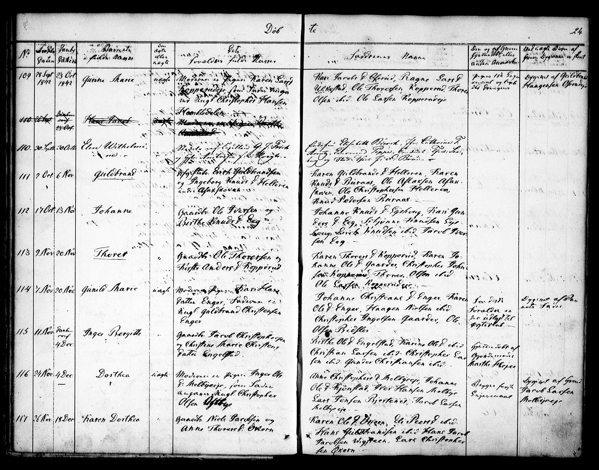 Nannestad prestekontor Kirkebøker, AV/SAO-A-10414a/F/Fa/L0010: Parish register (official) no. I 10, 1840-1850, p. 24