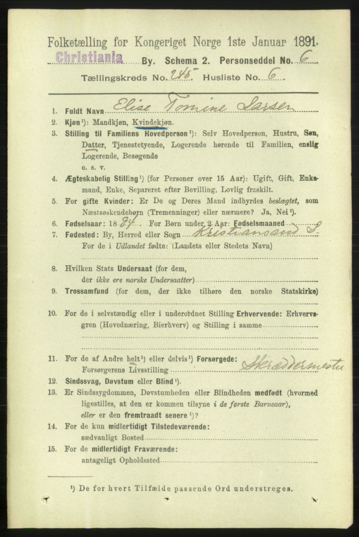 RA, 1891 census for 0301 Kristiania, 1891, p. 149424