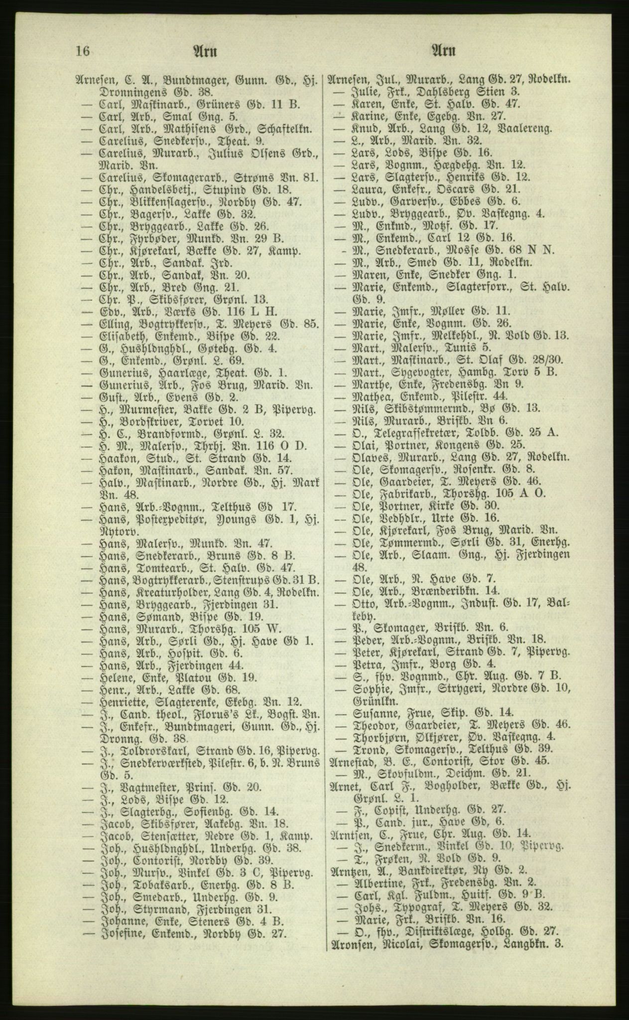 Kristiania/Oslo adressebok, PUBL/-, 1881, p. 16