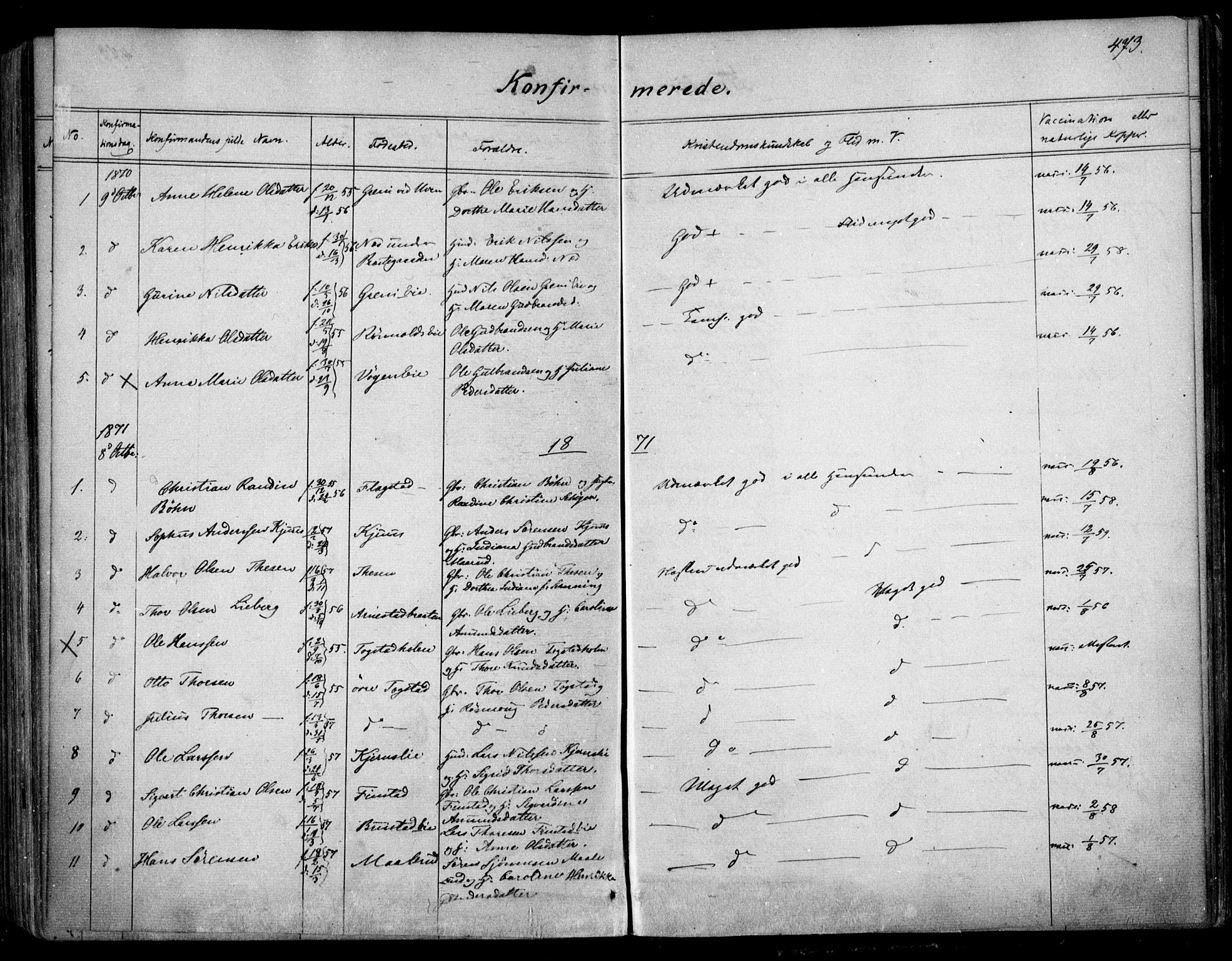 Nes prestekontor Kirkebøker, AV/SAO-A-10410/F/Fa/L0008: Parish register (official) no. I 8, 1859-1874, p. 473