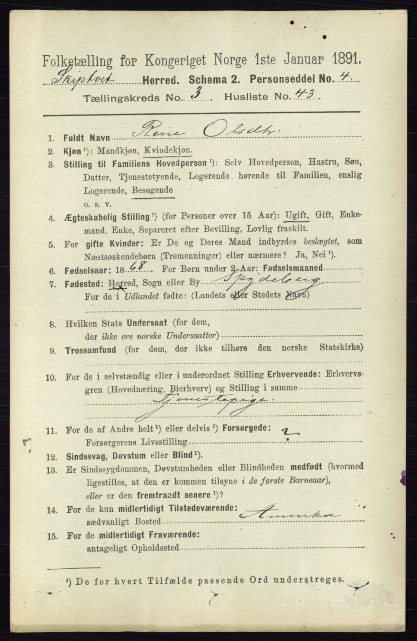 RA, 1891 census for 0127 Skiptvet, 1891, p. 1483