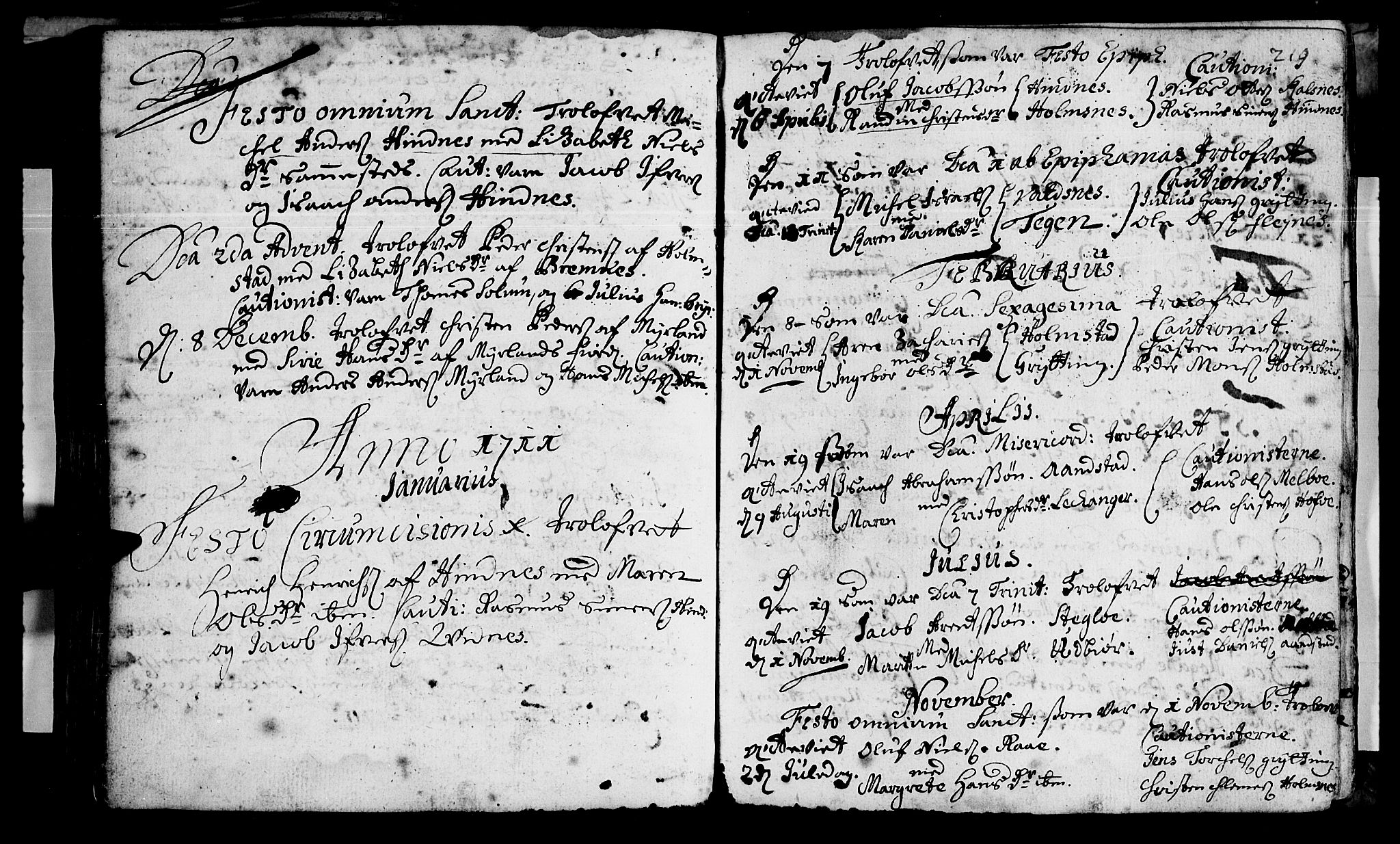 Ministerialprotokoller, klokkerbøker og fødselsregistre - Nordland, SAT/A-1459/888/L1231: Parish register (official) no. 888A01 /1, 1693-1738, p. 219