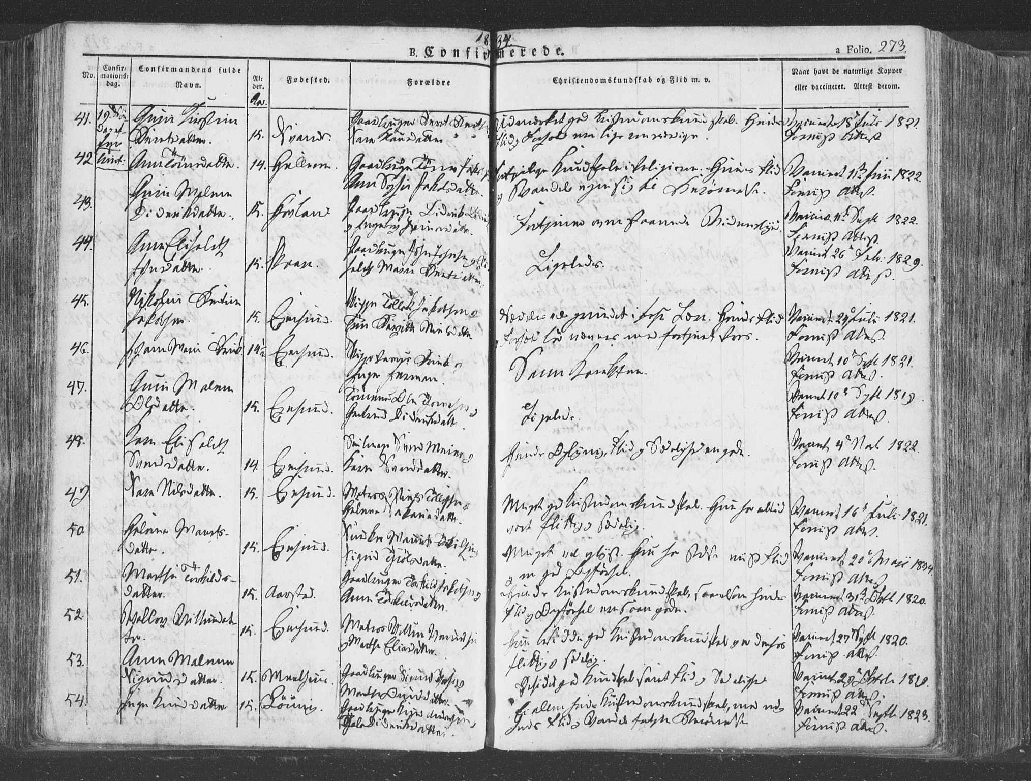 Eigersund sokneprestkontor, AV/SAST-A-101807/S08/L0009: Parish register (official) no. A 9, 1827-1850, p. 273