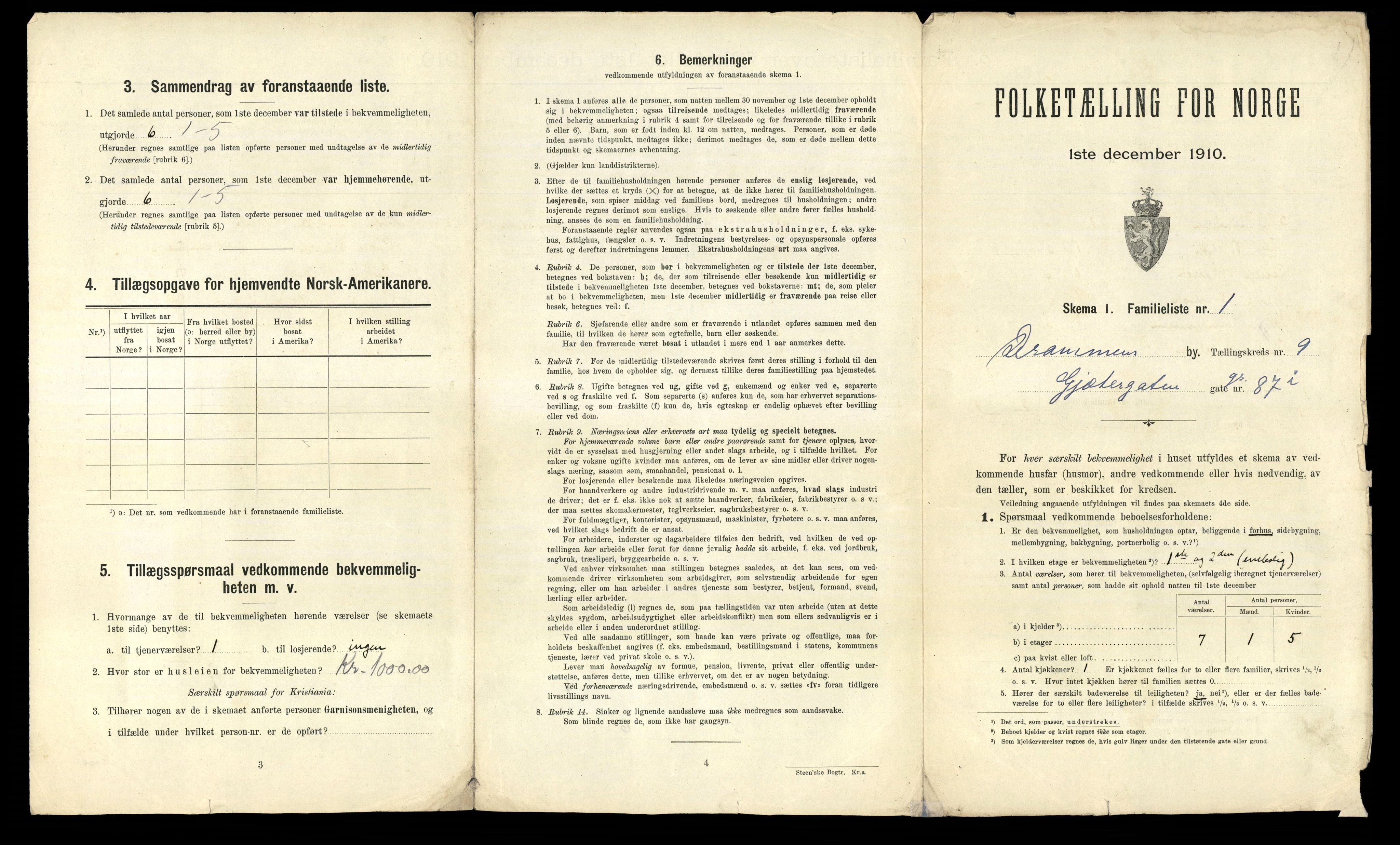 RA, 1910 census for Drammen, 1910, p. 6222