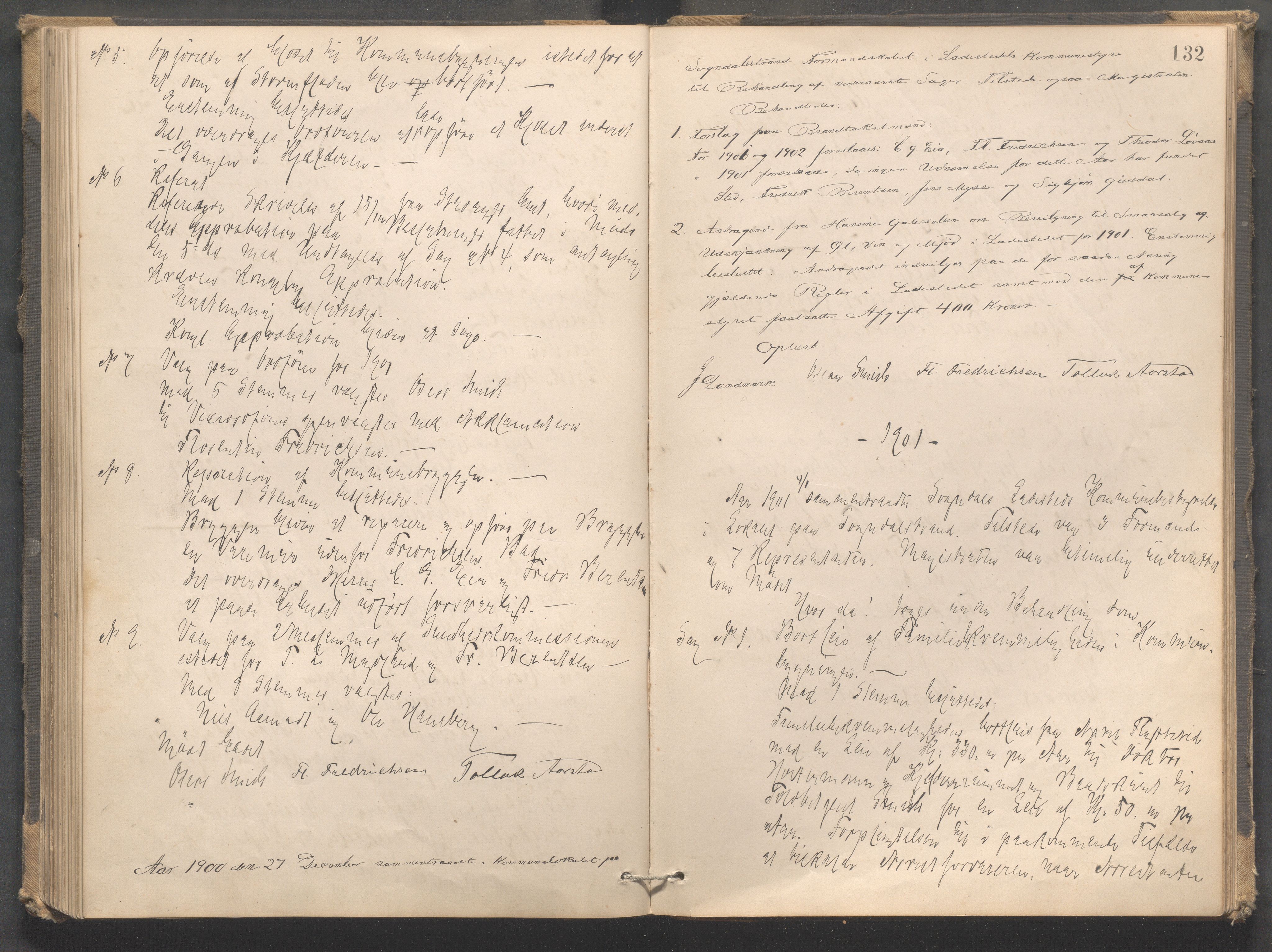 Sogndal ladested - Formannskapet/kommunestyret, IKAR/K-100052/A/L0002: Møtebok, 1887-1908, p. 132