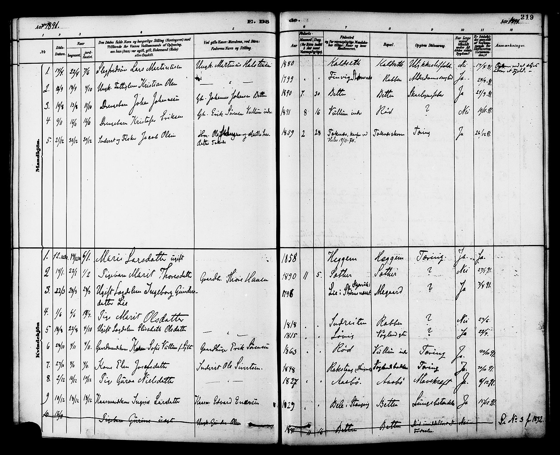 Ministerialprotokoller, klokkerbøker og fødselsregistre - Møre og Romsdal, AV/SAT-A-1454/576/L0885: Parish register (official) no. 576A03, 1880-1898, p. 219