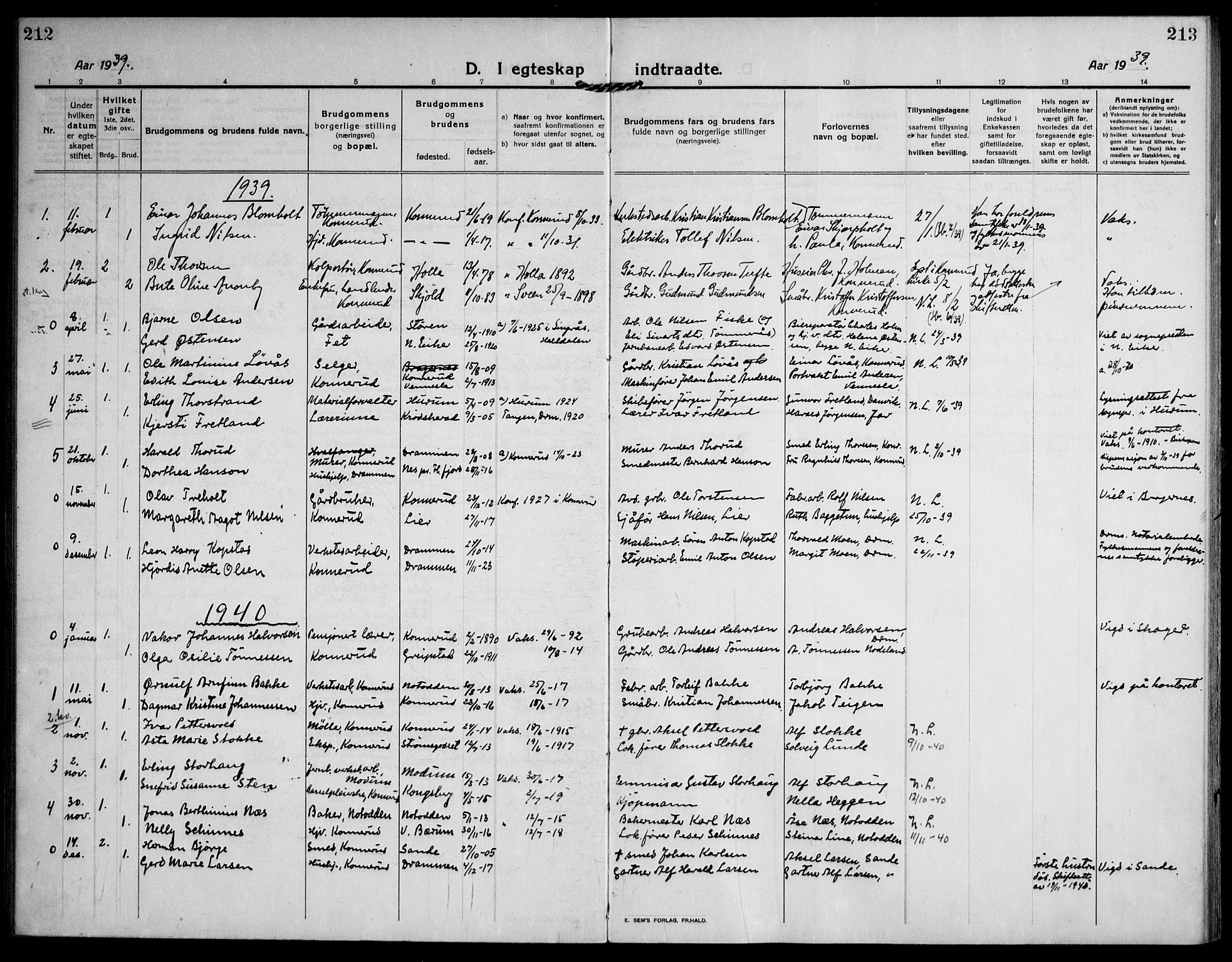 Skoger kirkebøker, AV/SAKO-A-59/F/Fb/L0002: Parish register (official) no. II 2, 1914-1941, p. 212-213