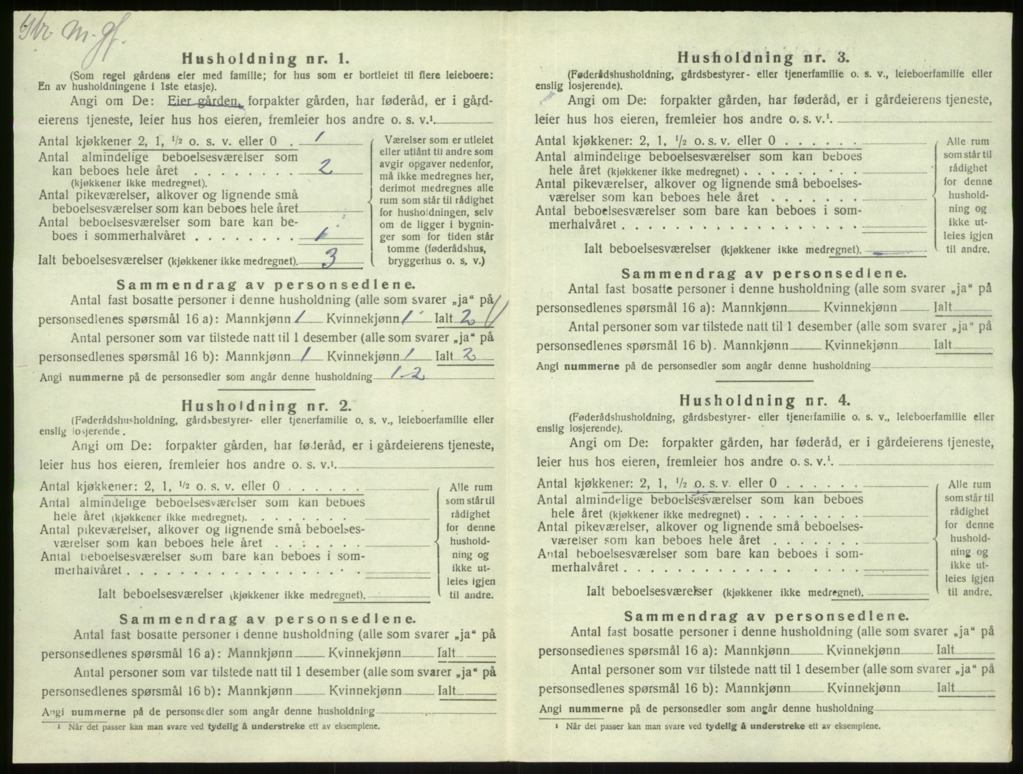 SAB, 1920 census for Austrheim, 1920, p. 582