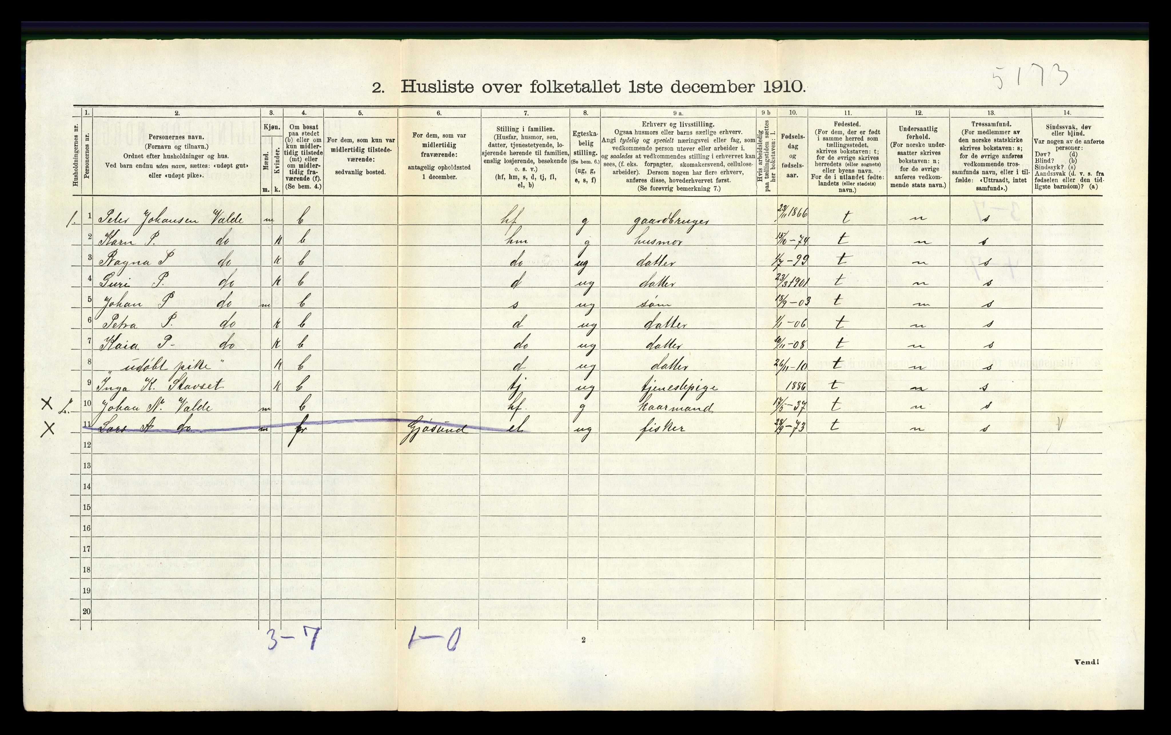 RA, 1910 census for Skodje, 1910, p. 102