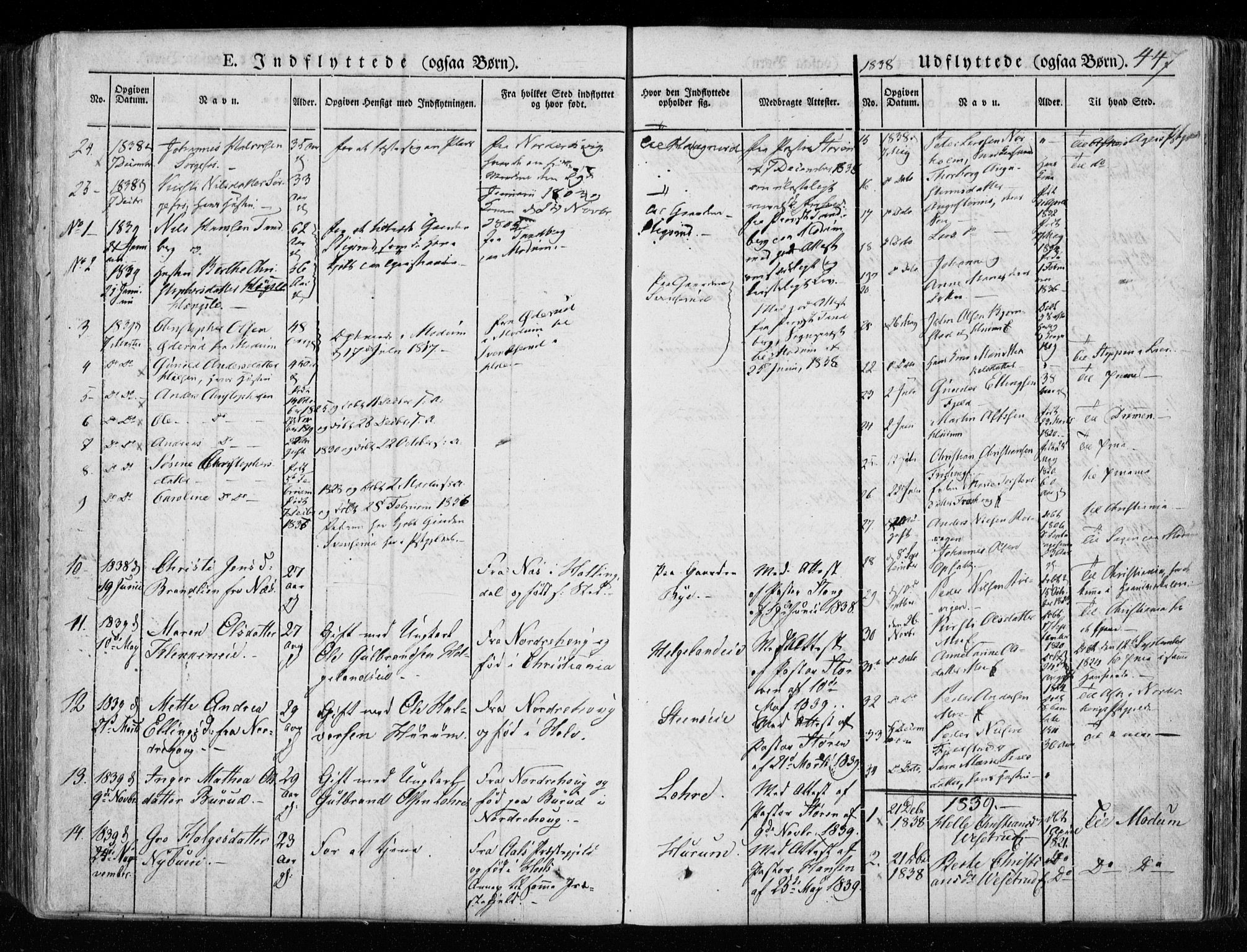 Hole kirkebøker, SAKO/A-228/F/Fa/L0005: Parish register (official) no. I 5, 1833-1851, p. 447