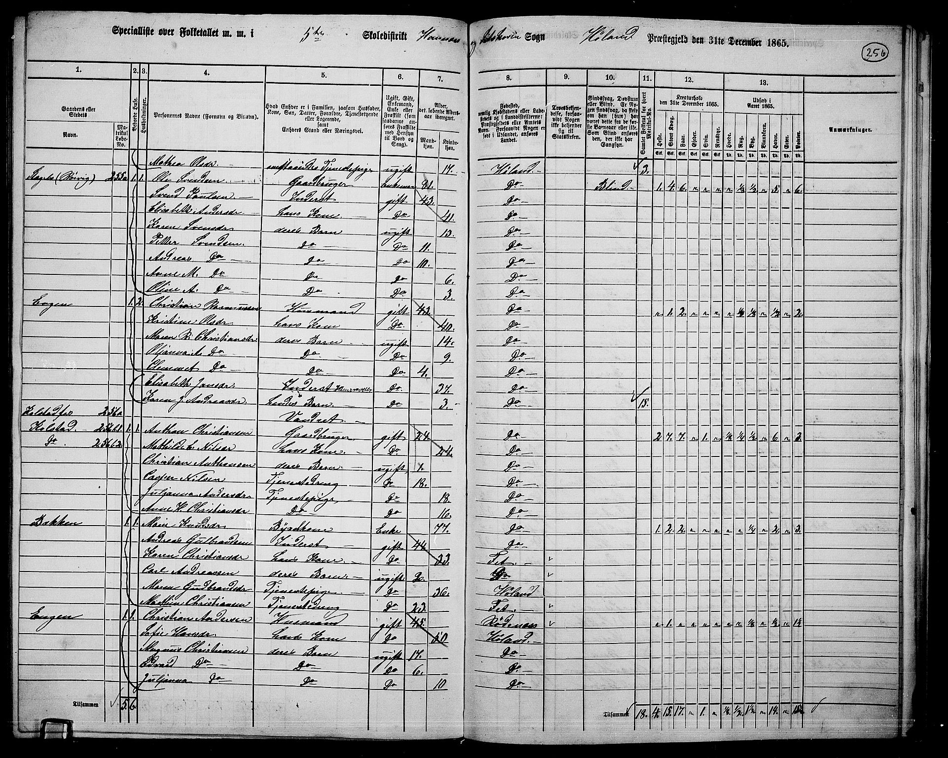 RA, 1865 census for Høland, 1865, p. 231