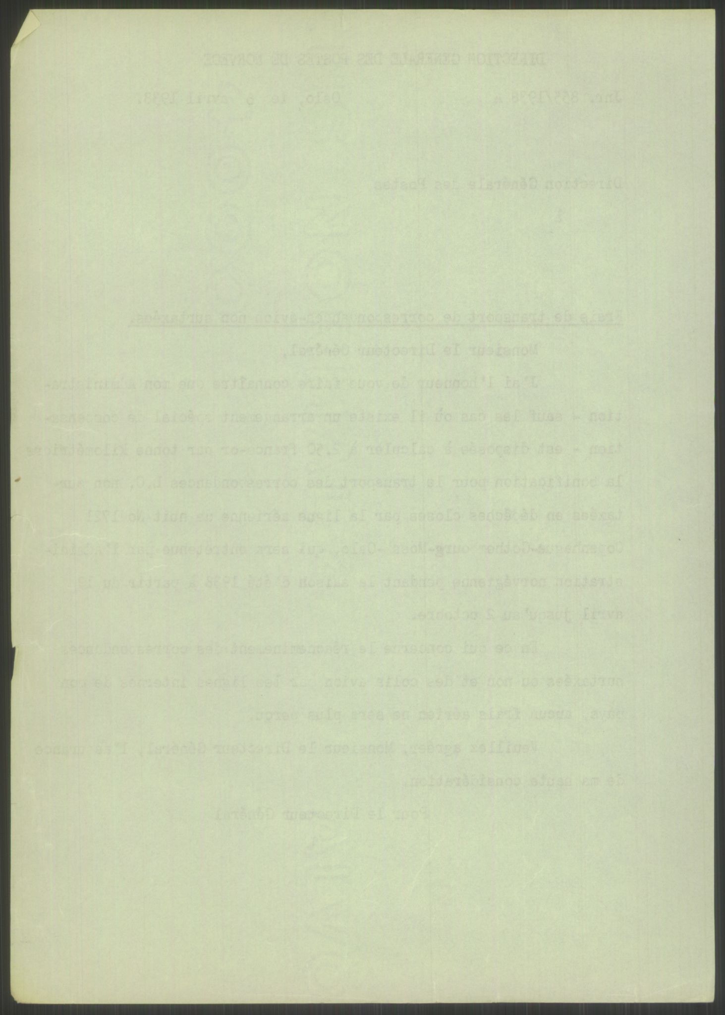 Postdirektoratet, Administrasjonsservice (TSA), AV/RA-S-4783/D/L0095/0002: De forskjellige tjenestegrener / Luftpakkepost, 1947-1965, p. 152