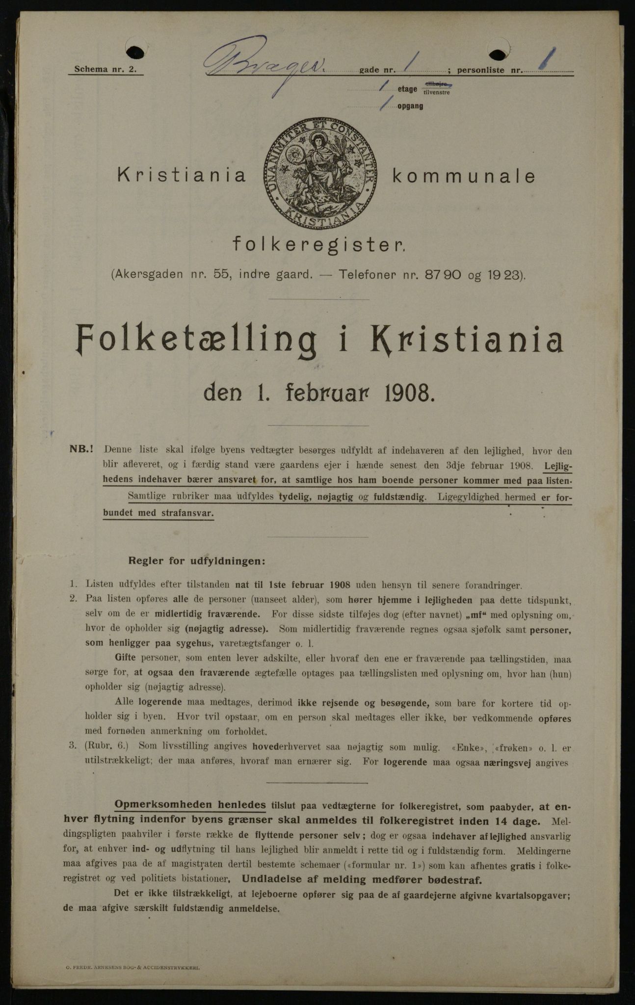 OBA, Municipal Census 1908 for Kristiania, 1908, p. 7826