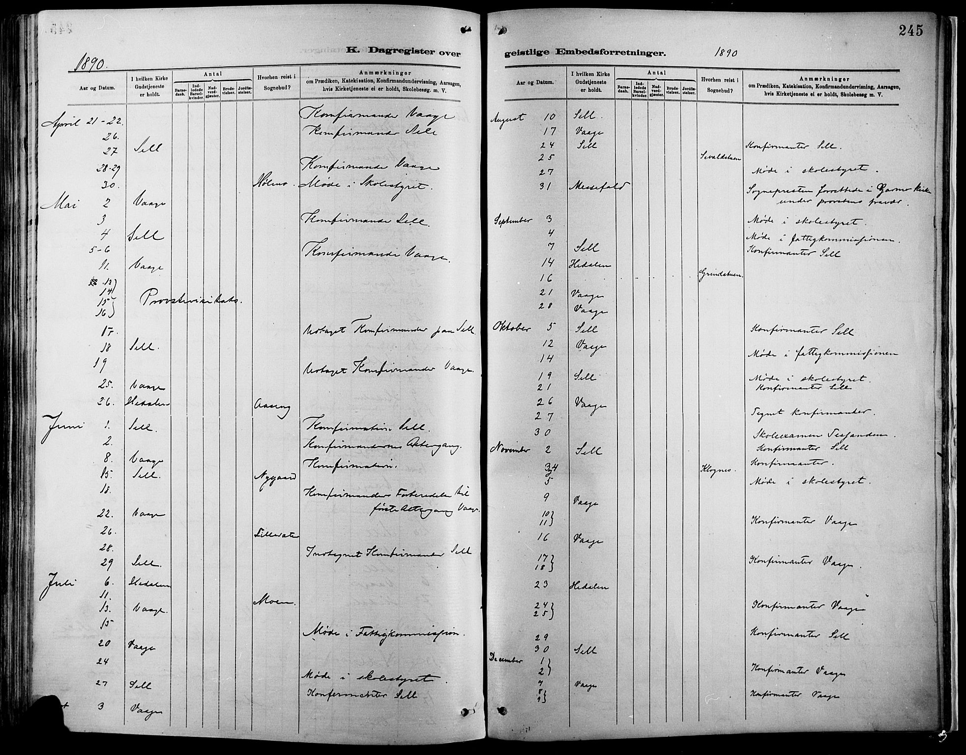 Vågå prestekontor, SAH/PREST-076/H/Ha/Haa/L0009: Parish register (official) no. 9, 1886-1904, p. 245