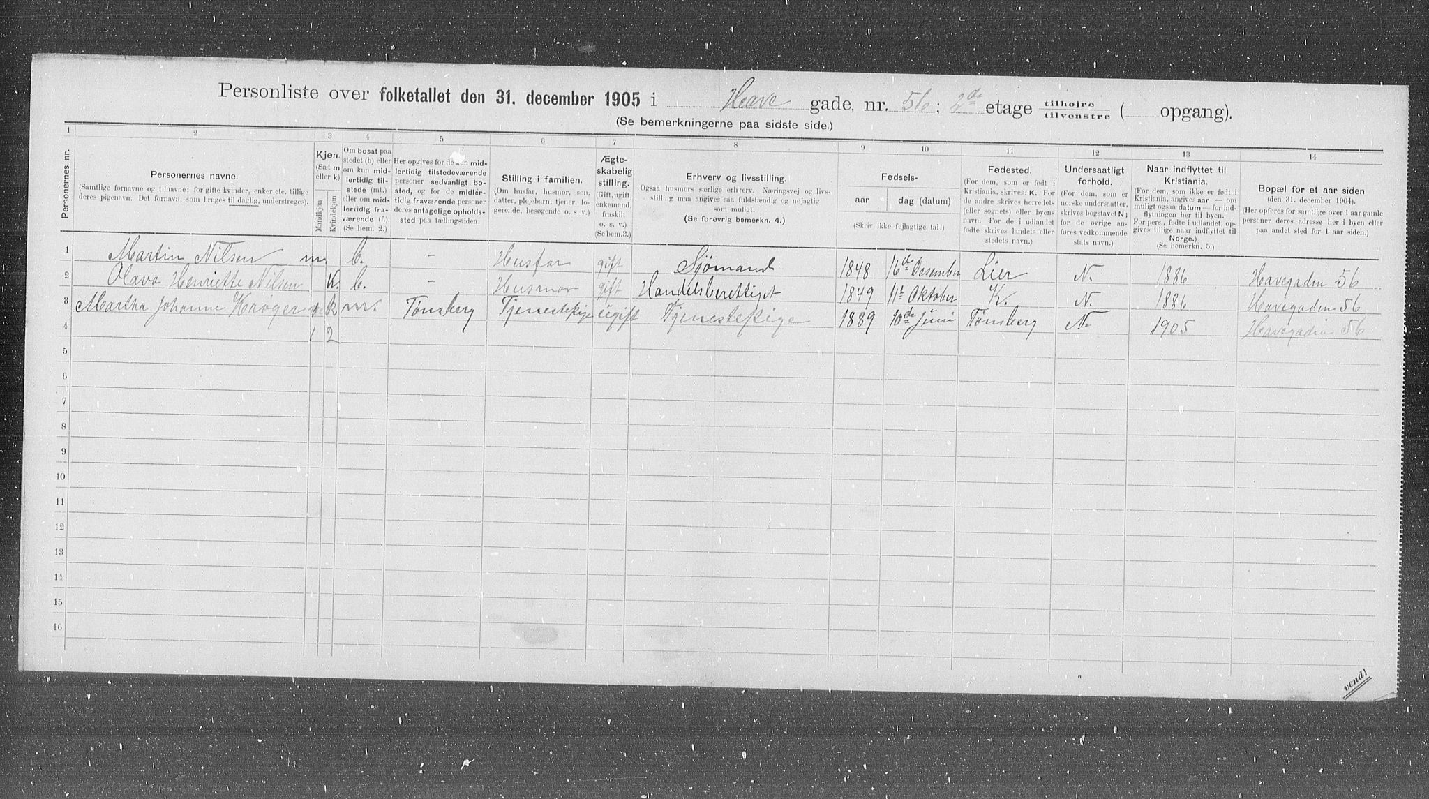 OBA, Municipal Census 1905 for Kristiania, 1905, p. 18833