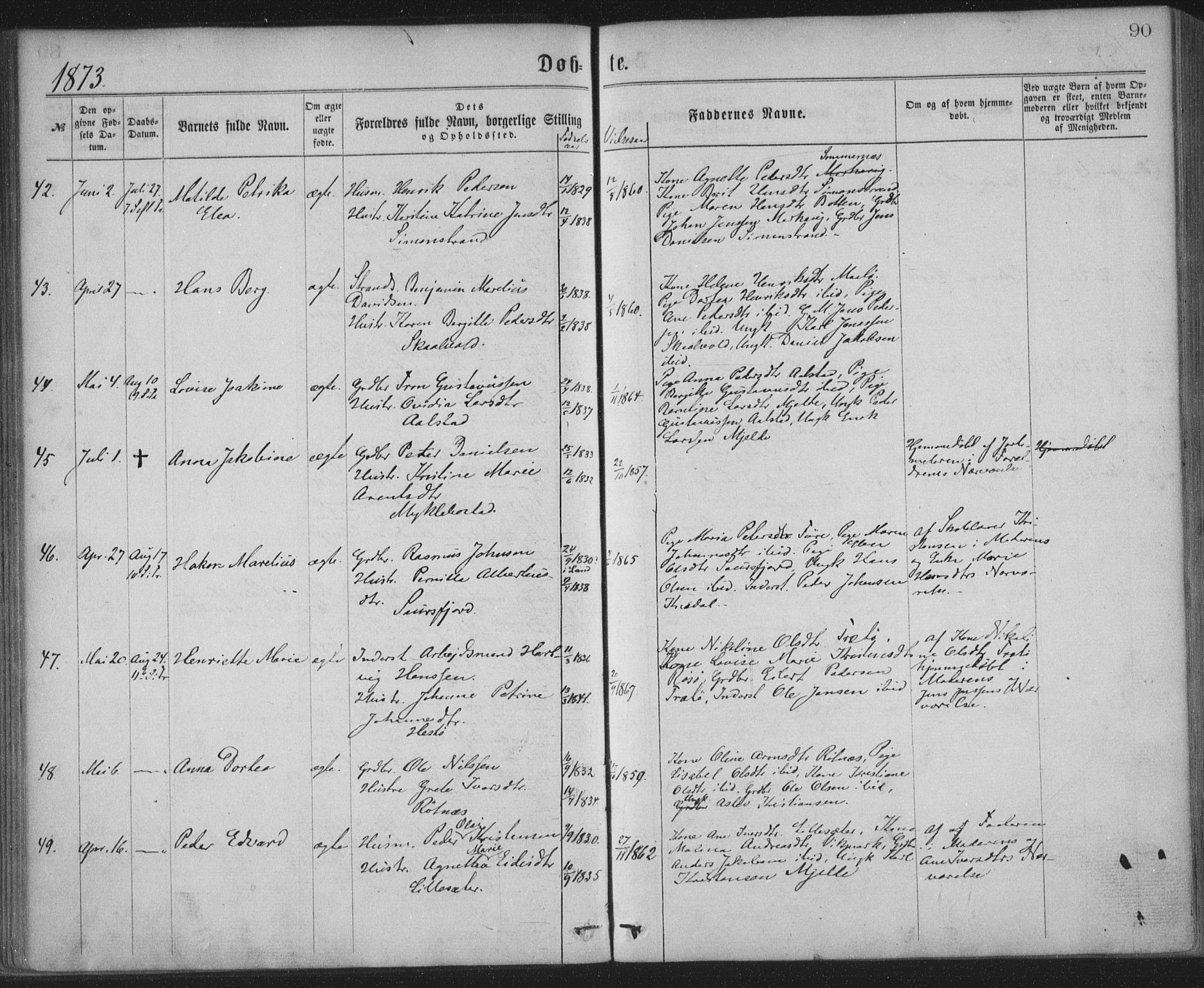 Ministerialprotokoller, klokkerbøker og fødselsregistre - Nordland, AV/SAT-A-1459/855/L0801: Parish register (official) no. 855A09, 1864-1874, p. 90