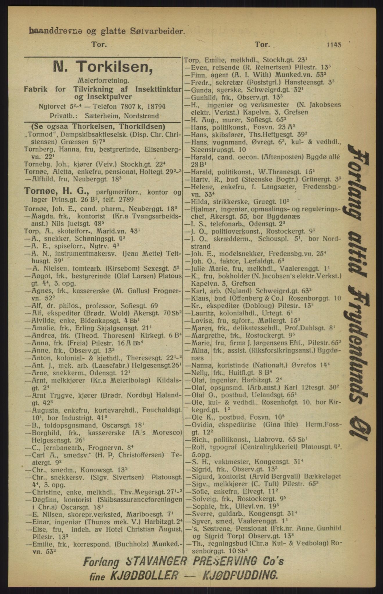 Kristiania/Oslo adressebok, PUBL/-, 1915, p. 1143