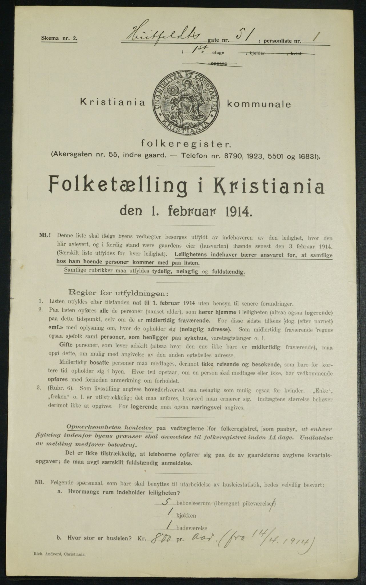 OBA, Municipal Census 1914 for Kristiania, 1914, p. 42273