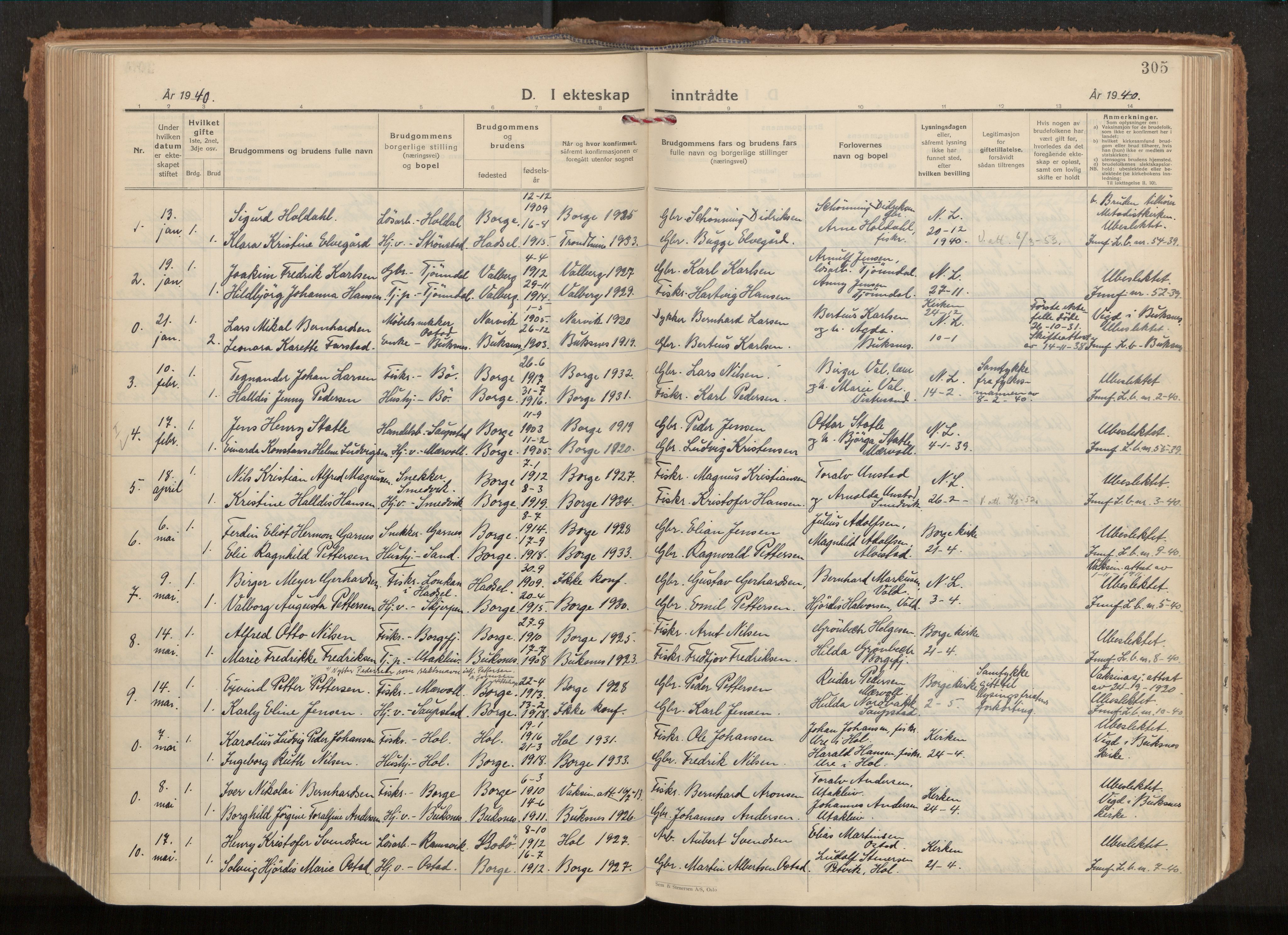 Ministerialprotokoller, klokkerbøker og fødselsregistre - Nordland, AV/SAT-A-1459/880/L1137: Parish register (official) no. 880A11, 1927-1944, p. 305