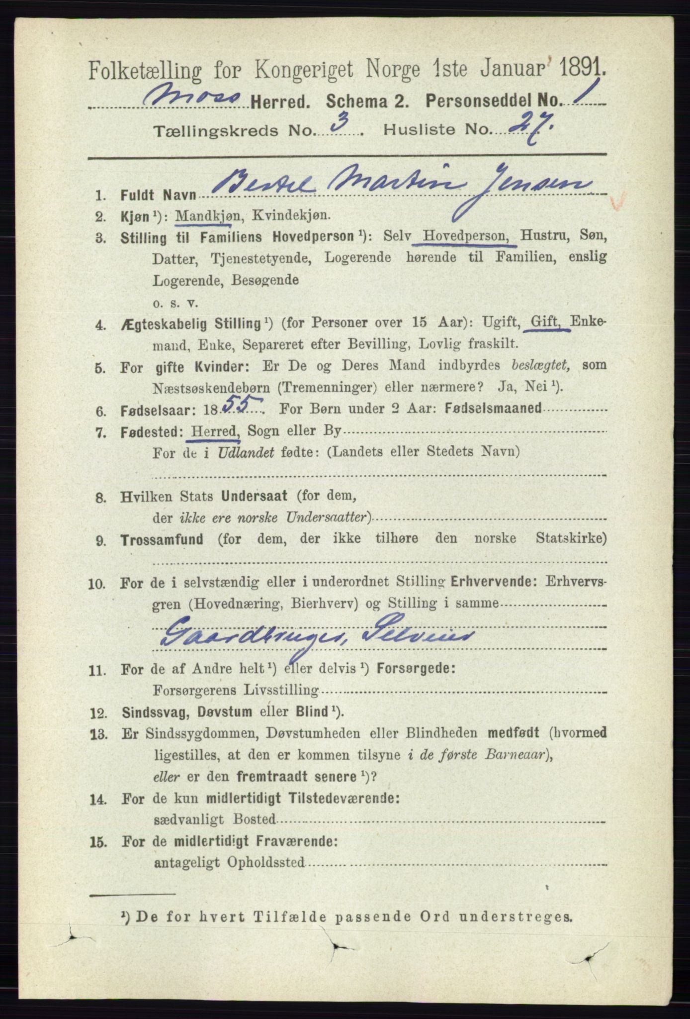 RA, 1891 Census for 0194 Moss, 1891, p. 1269