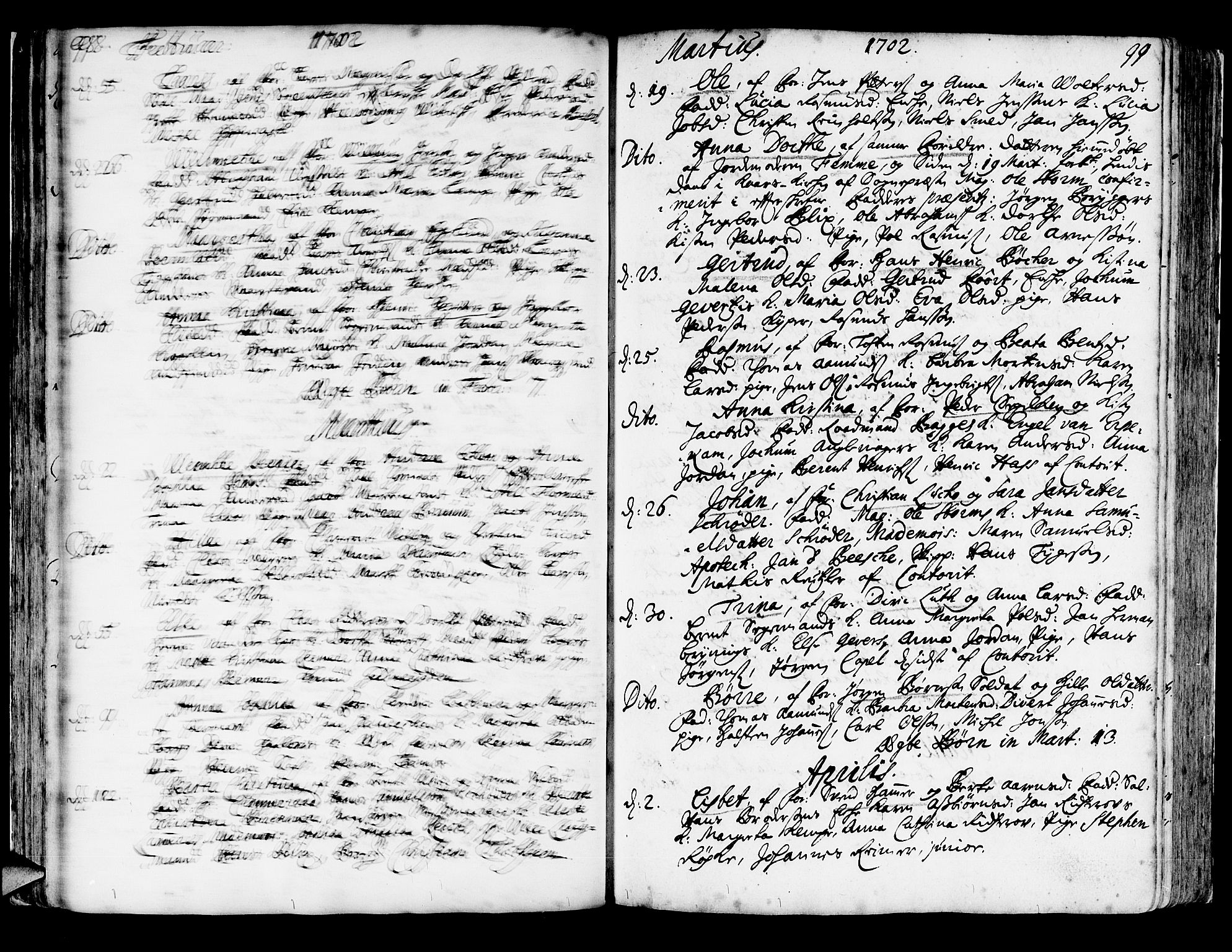 Korskirken sokneprestembete, SAB/A-76101/H/Haa/L0003: Parish register (official) no. A 3, 1698-1719, p. 98-99